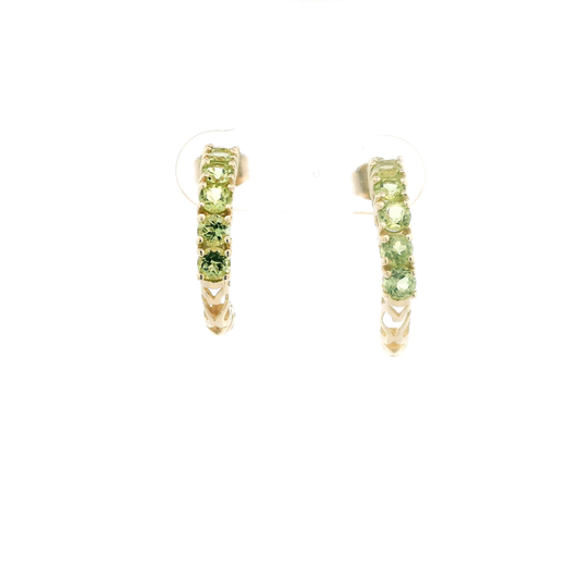 10K Yellow Gold Peridot Half Hoop Earring