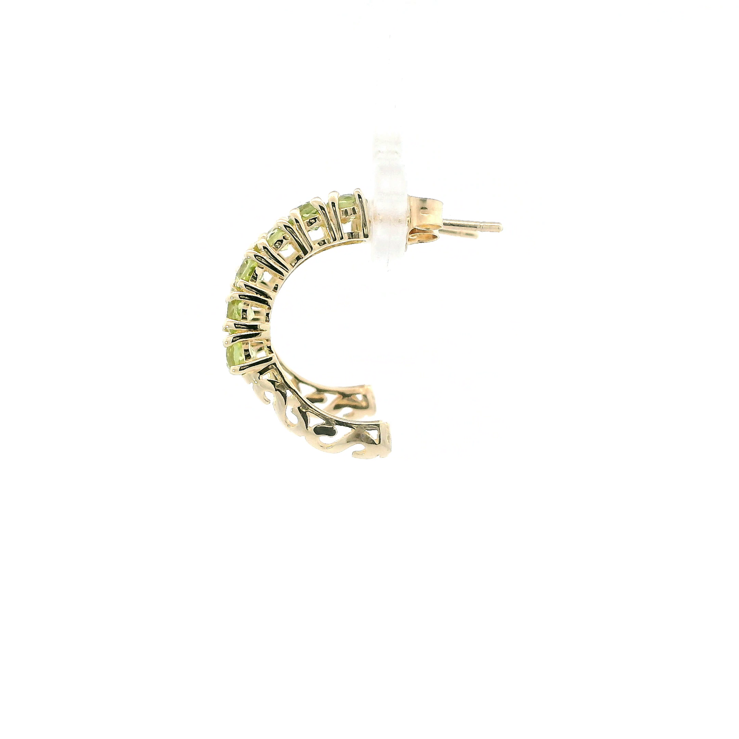 10K Yellow Gold Peridot Half Hoop Earring