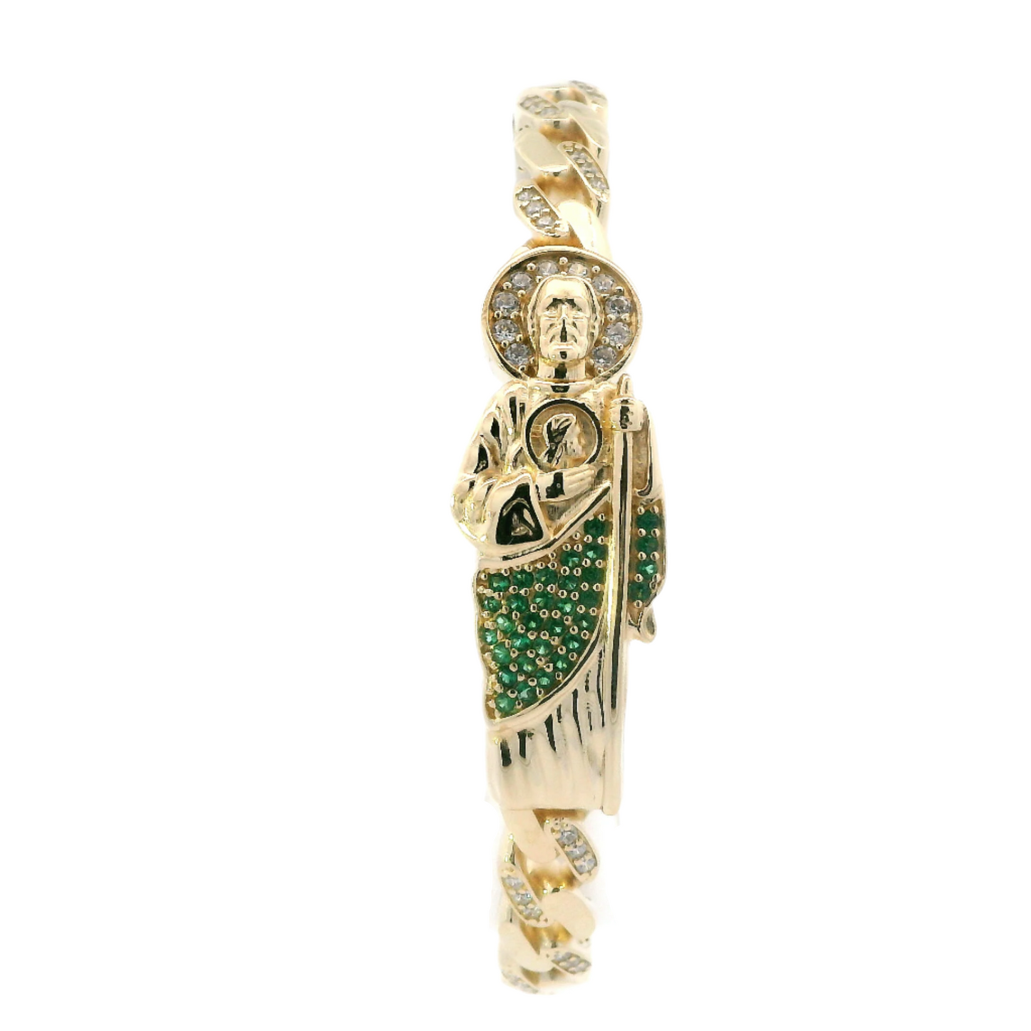 14K Yellow Gold Saint Jude Curb Bracelet