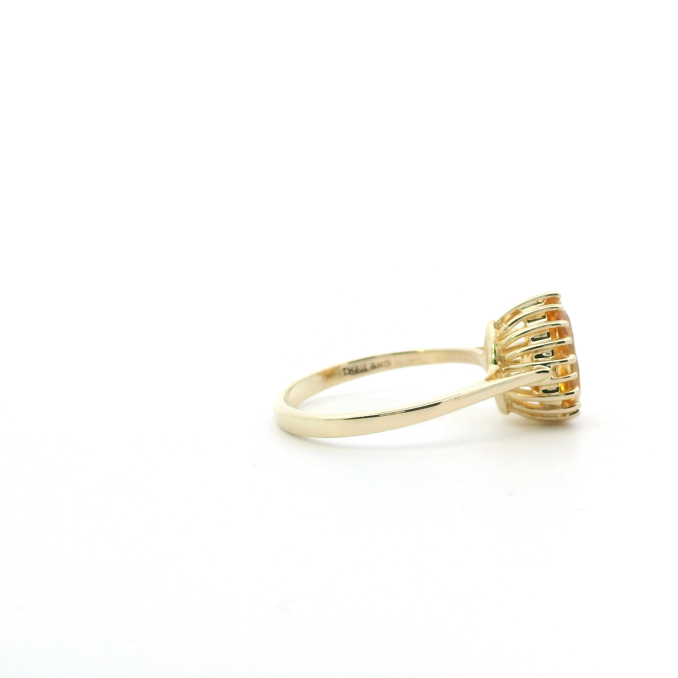 10K Yellow Gold Pear Citrine Womens Ring