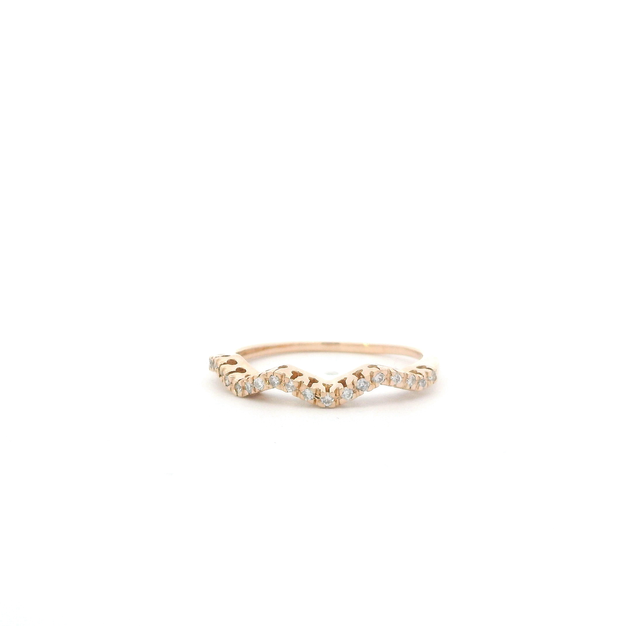 14K Yellow Gold Diamond Curved Ring - 0.12ct