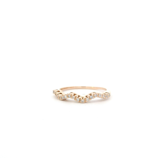 14K Yellow Gold Diamond Curved Ring - 0.12ct