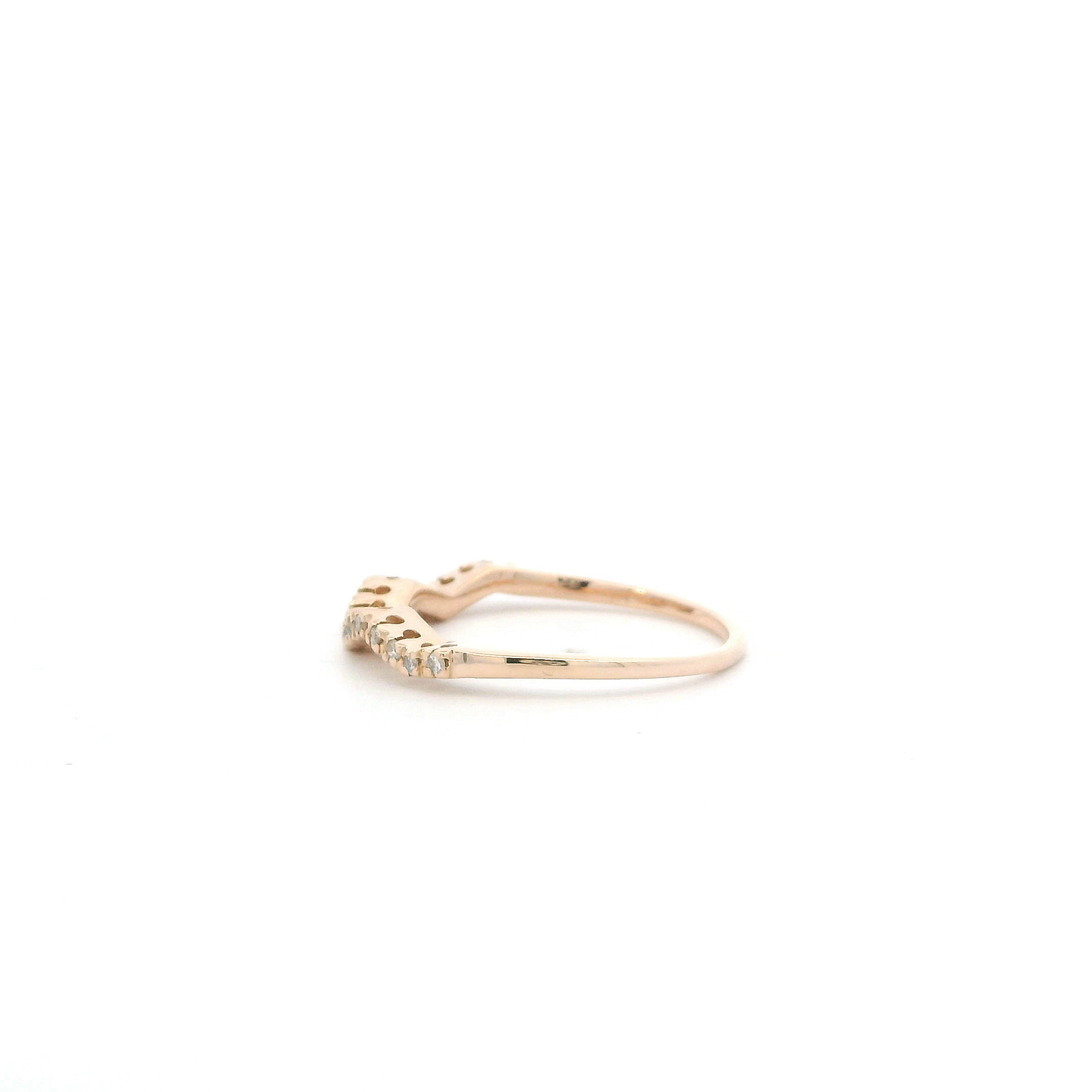 14K Yellow Gold Diamond Curved Ring - 0.12ct