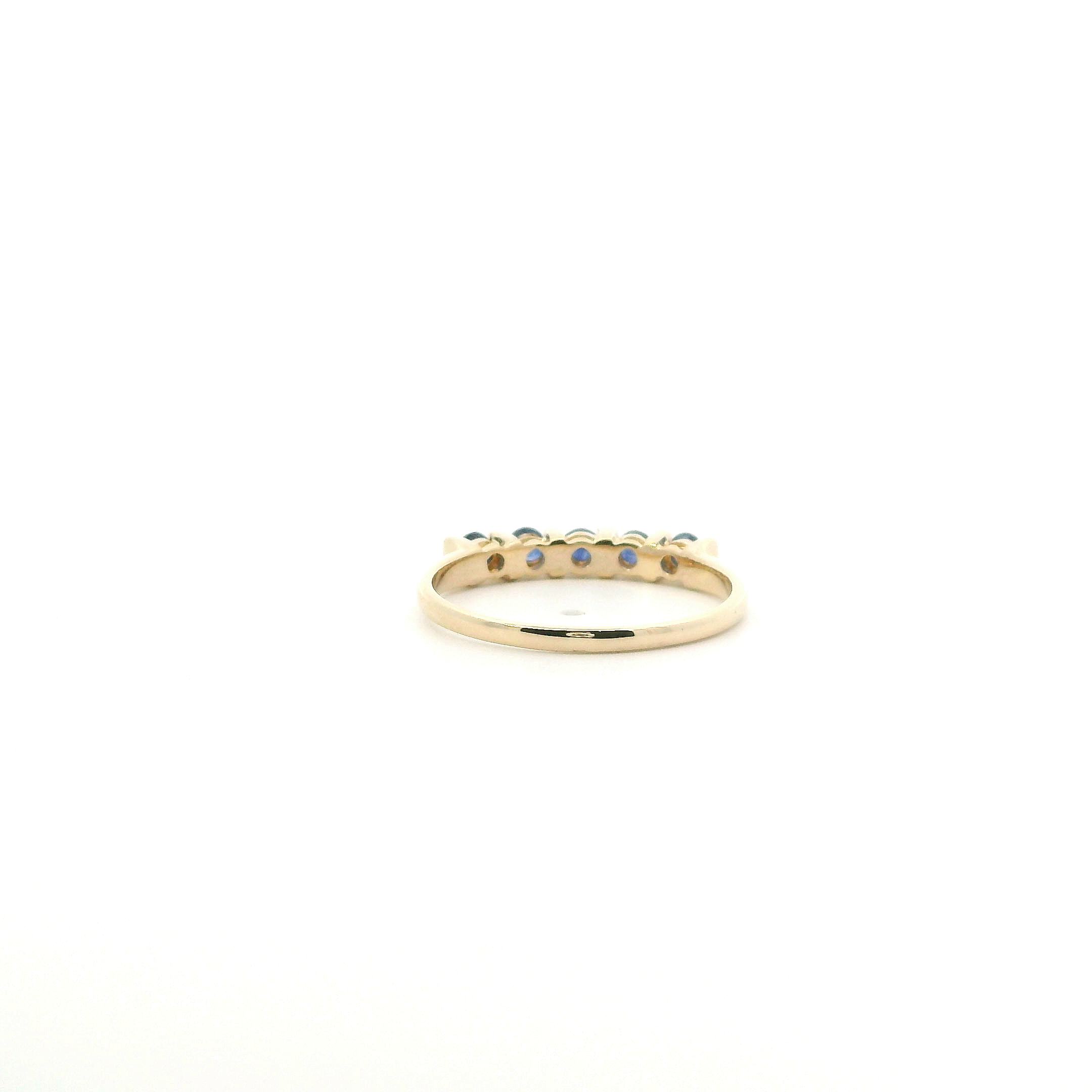 14K Yellow Gold Blue Sapphire Womens Ring