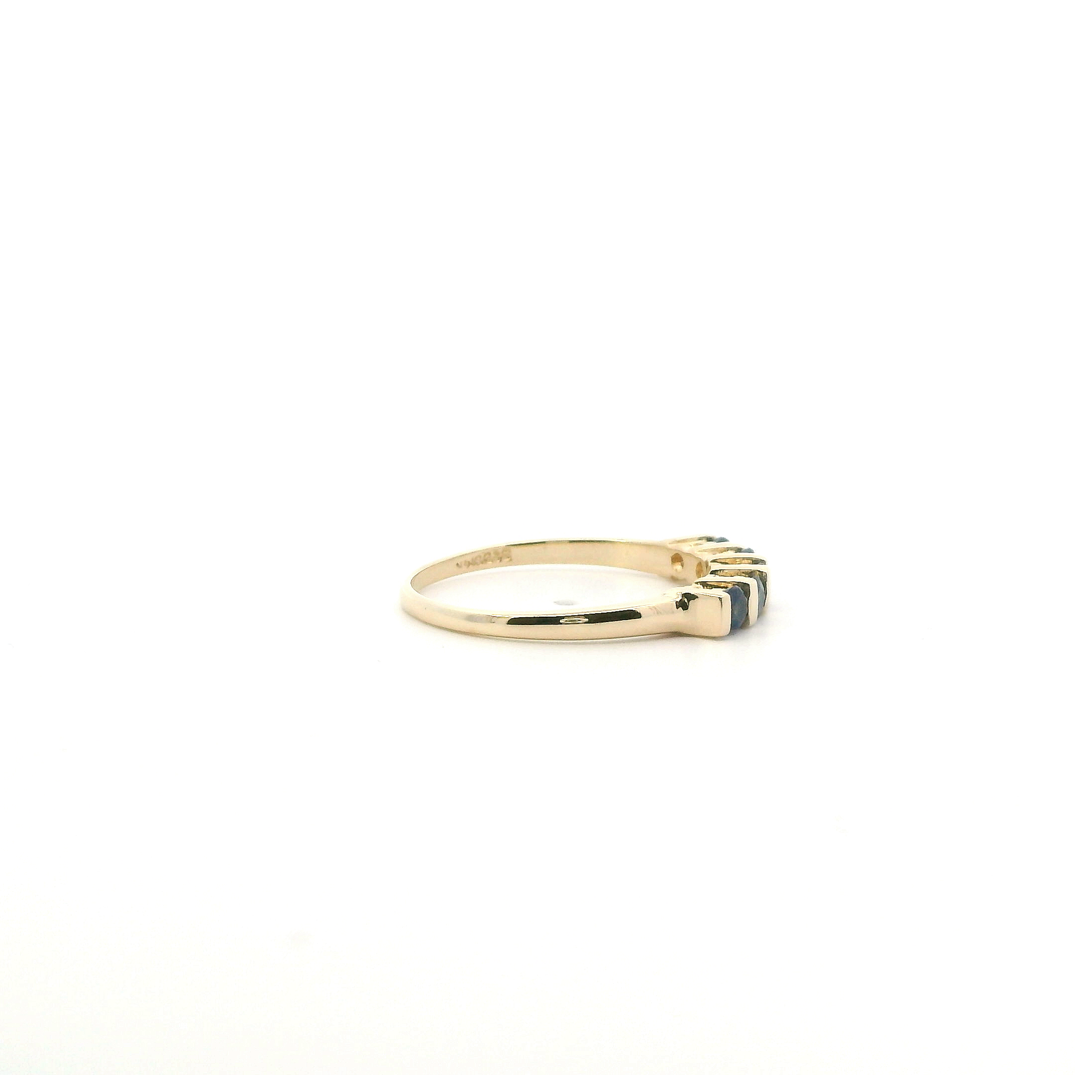 14K Yellow Gold Blue Sapphire Womens Ring