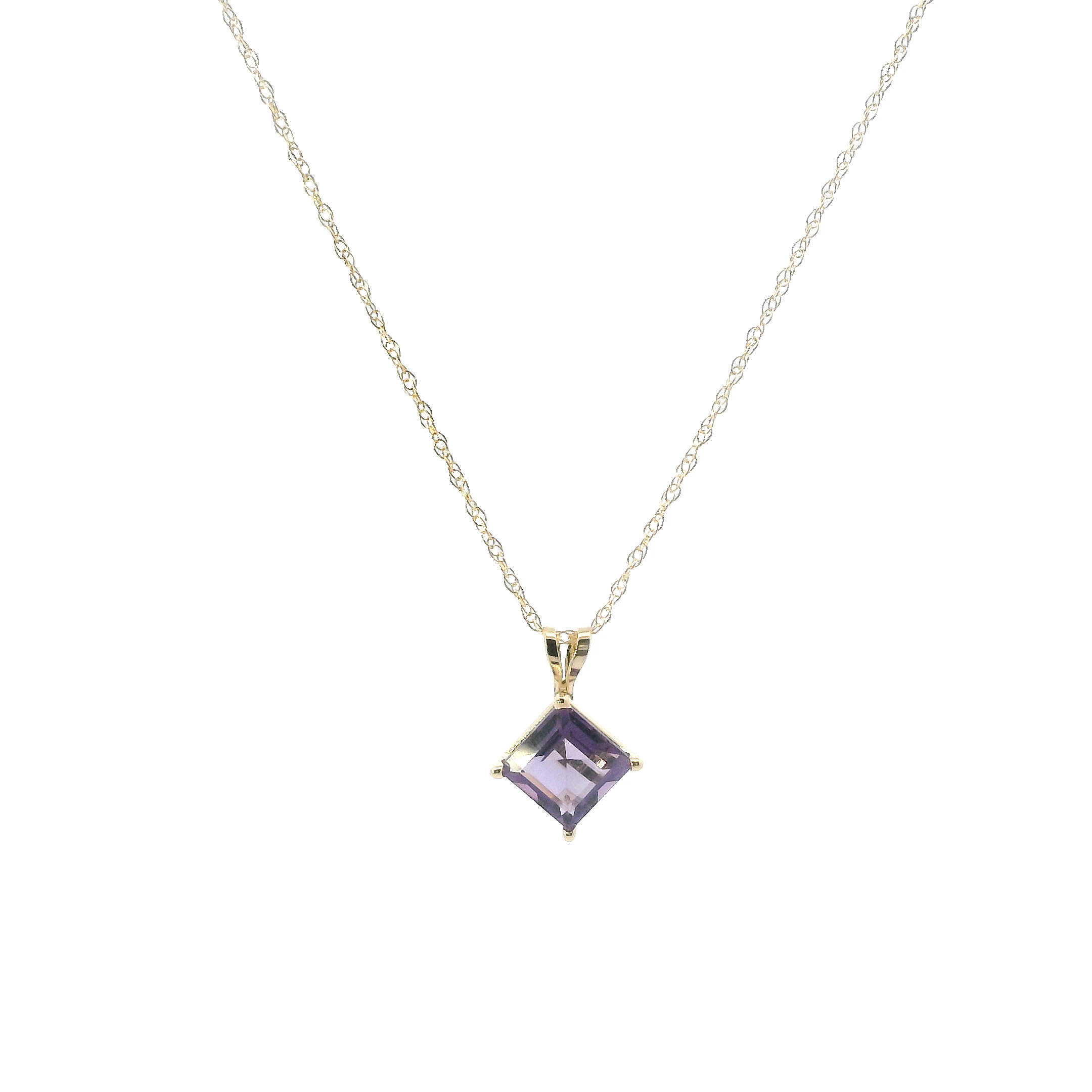 10K Yellow Gold  Amethyst Pendant & 18