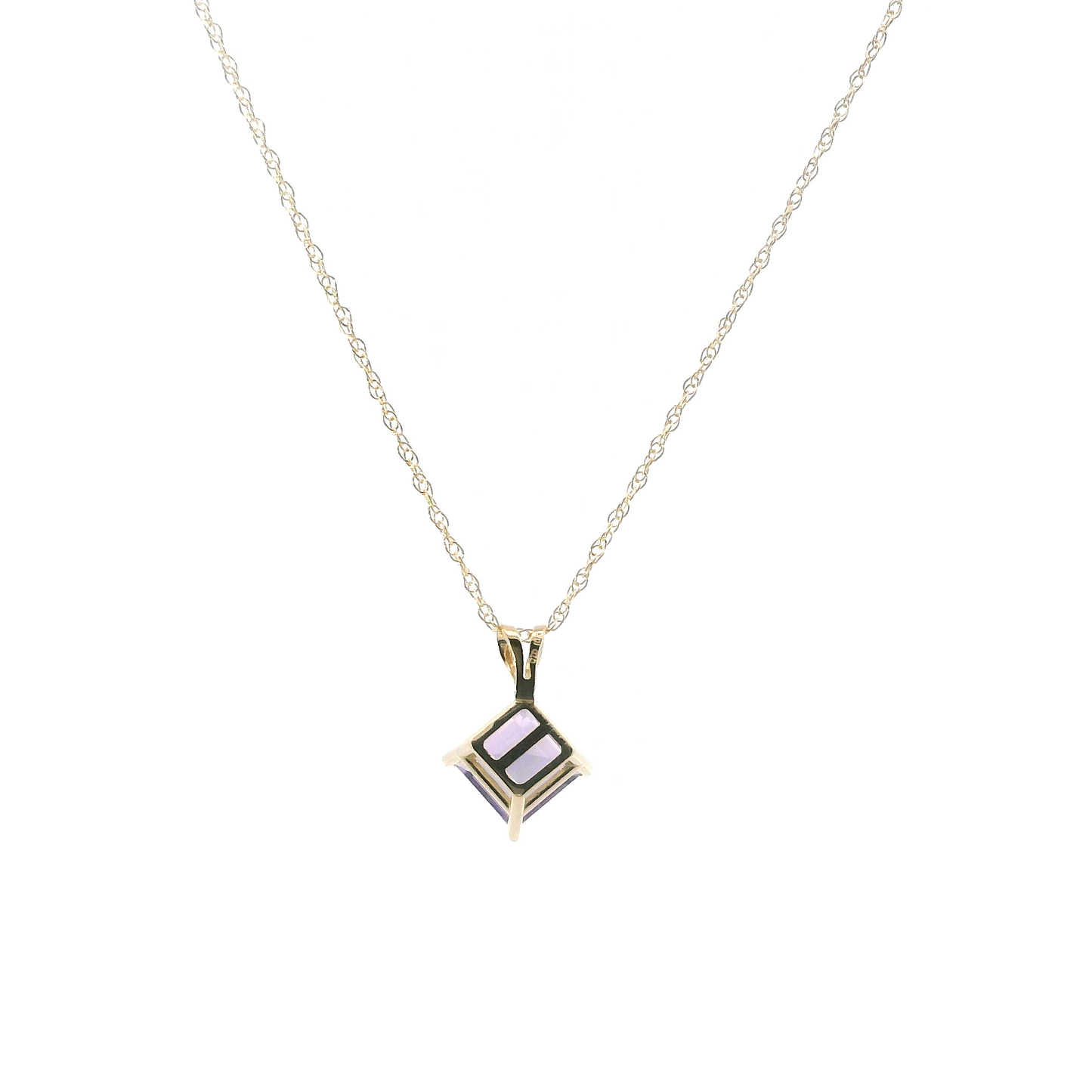 10K Yellow Gold  Amethyst Pendant & 18" Rope Chain