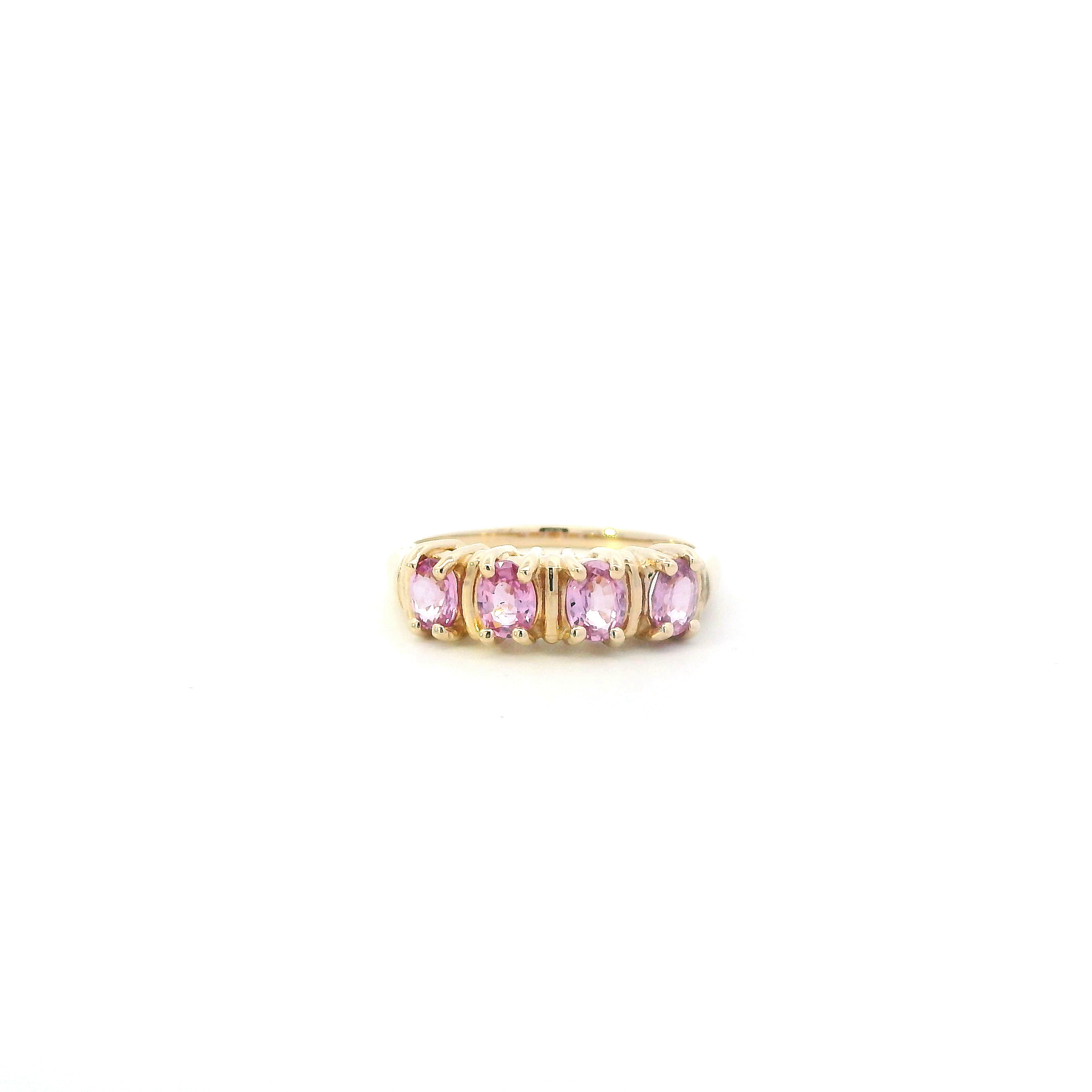 14K Yellow Gold Pink Sapphire Womens Ring