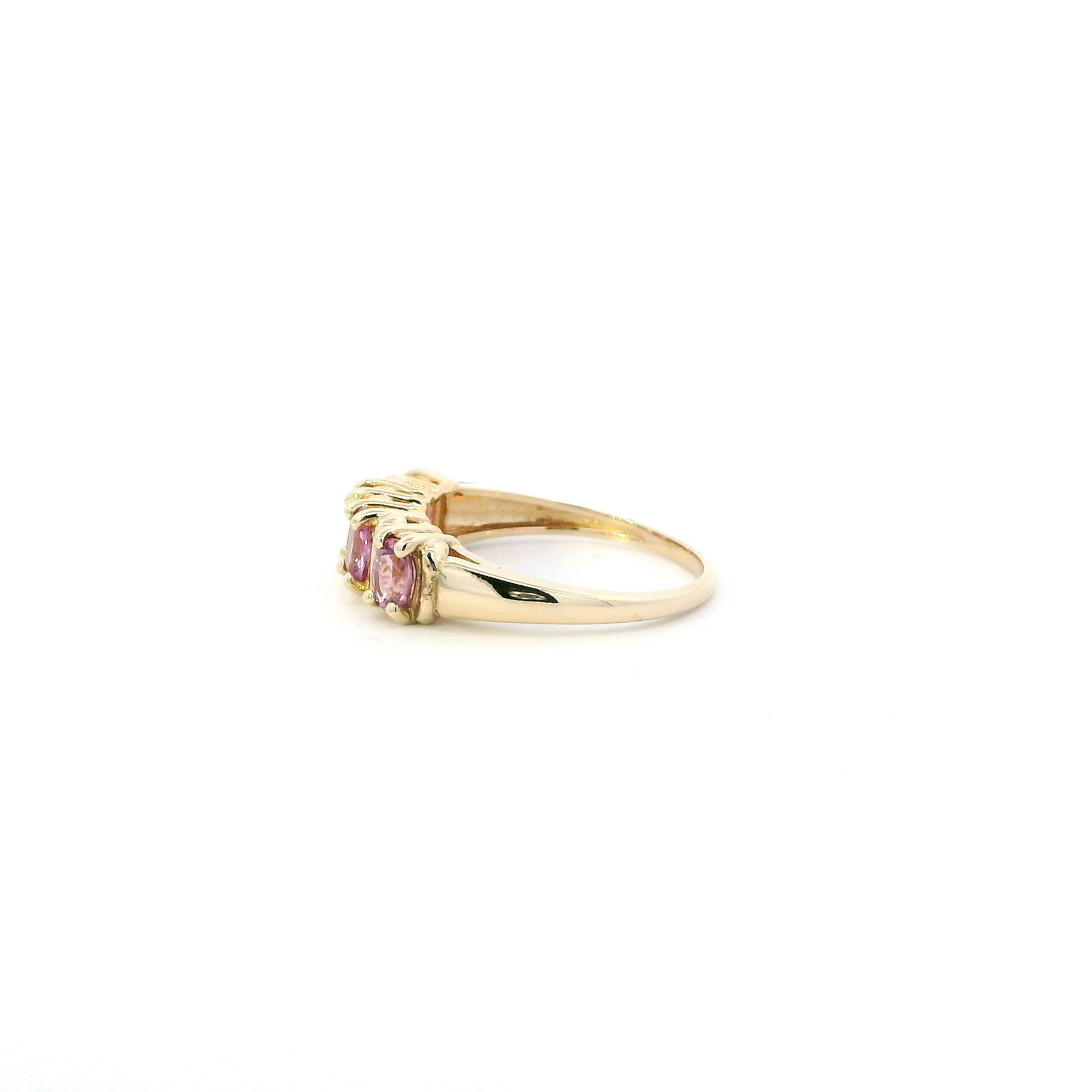 14K Yellow Gold Pink Sapphire Womens Ring