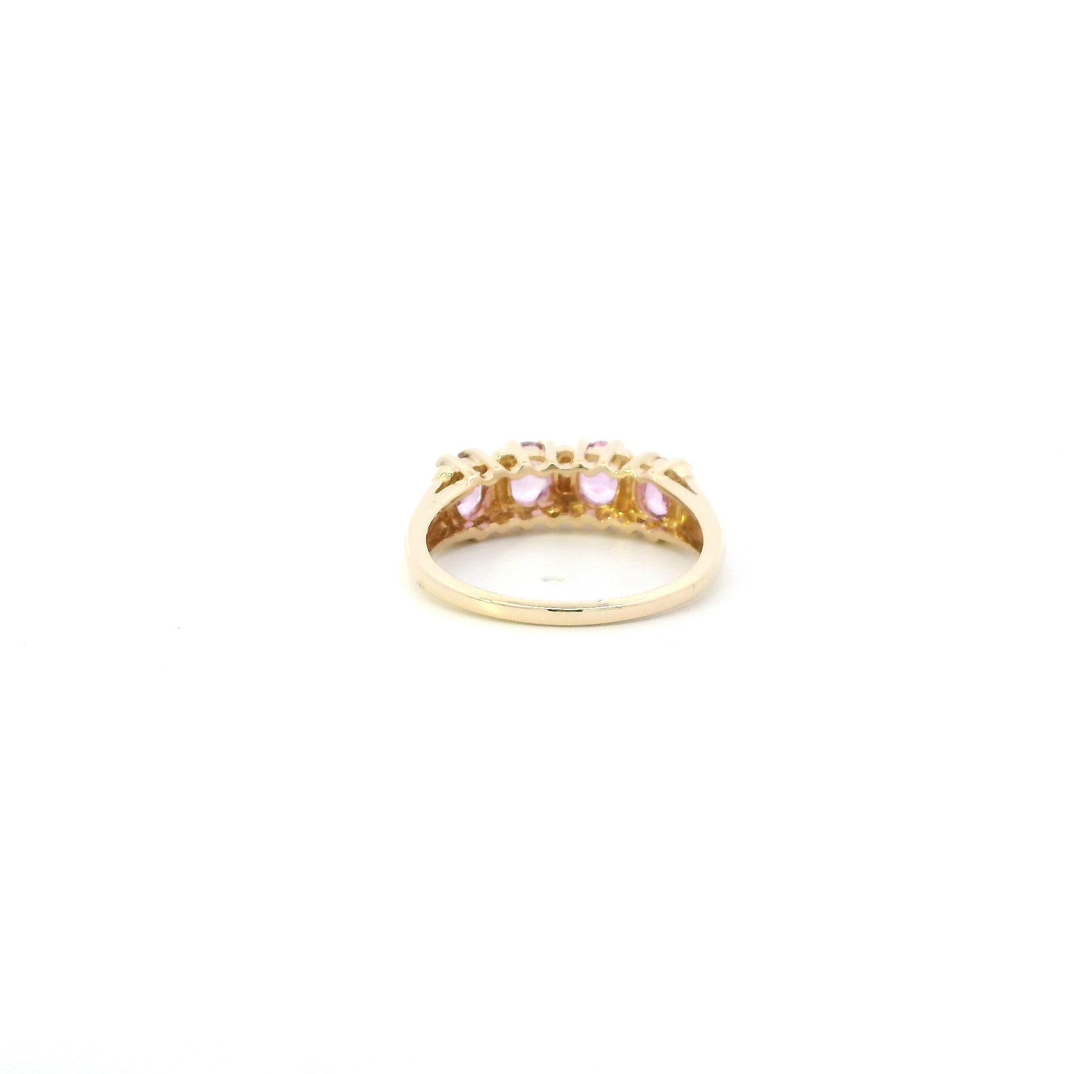 14K Yellow Gold Pink Sapphire Womens Ring