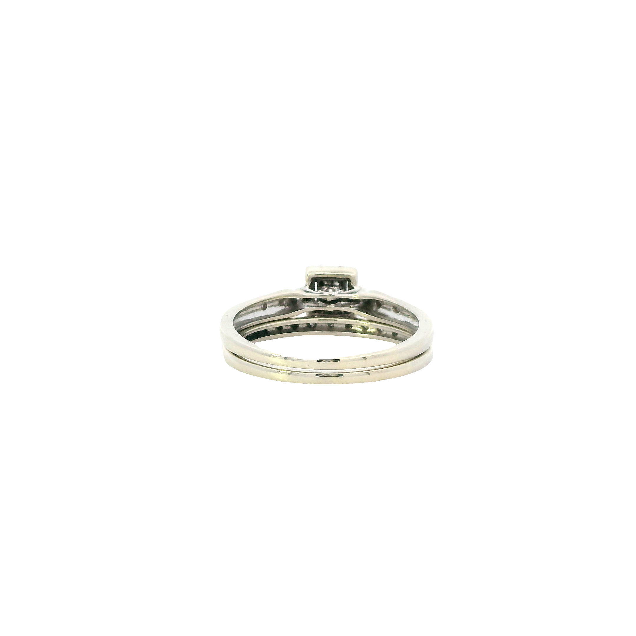 10K White Gold Diamond Engagement & Wedding Ring Set - 0.11ct
