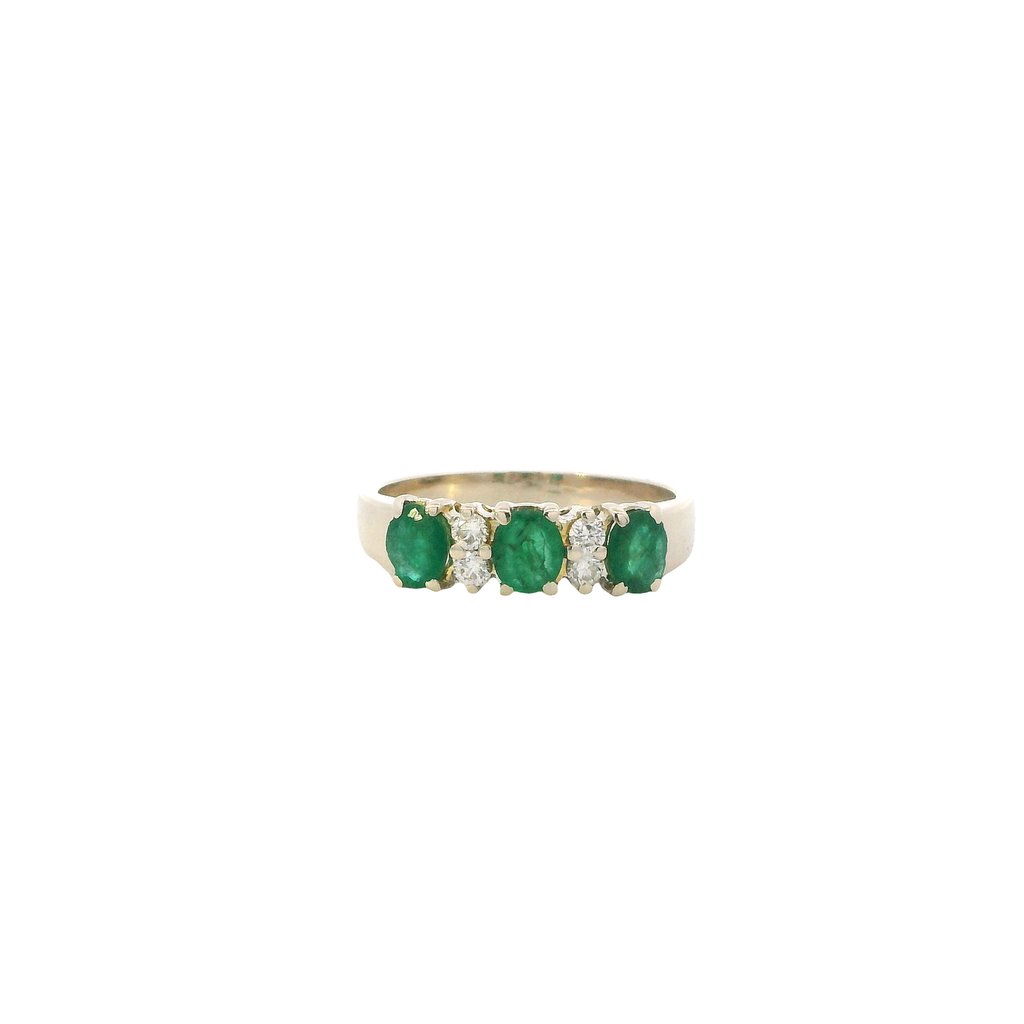 14K Yellow Gold Emerald & Diamond Ring - 0.16ct