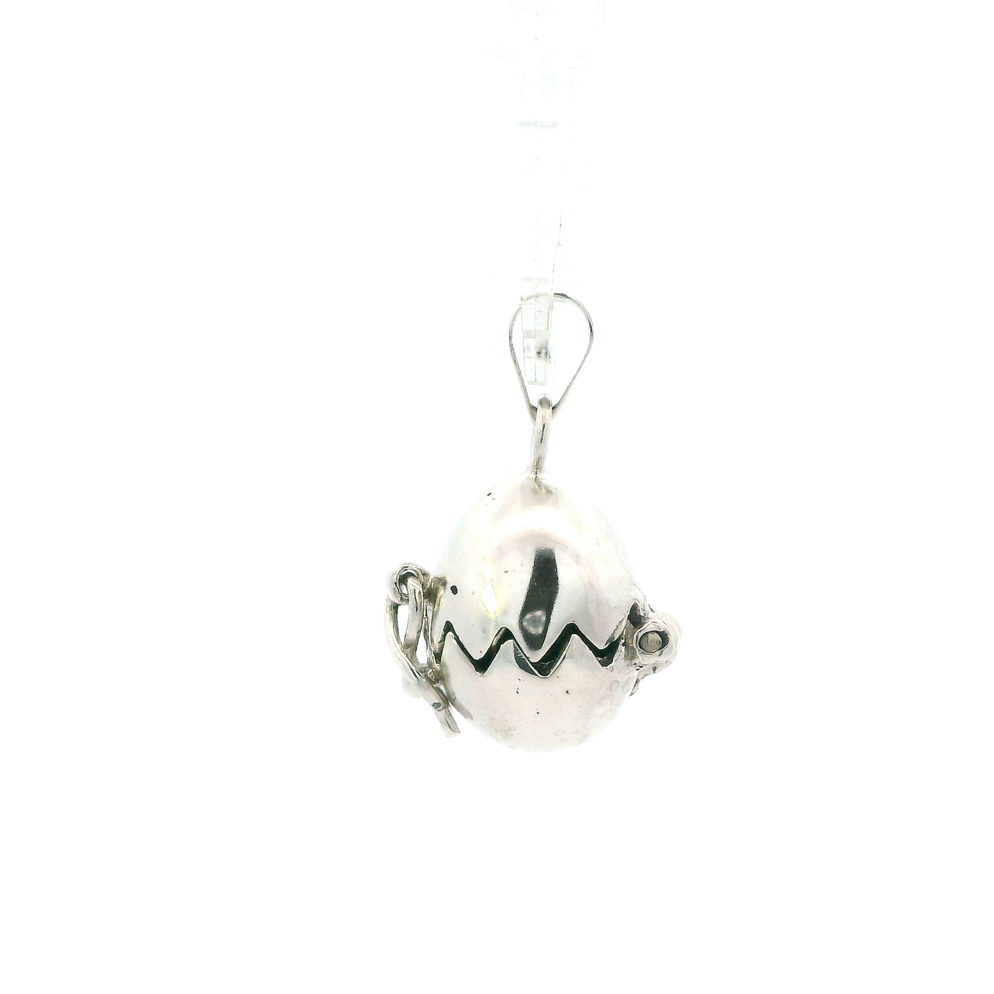 Sterling Silver Hinged Dinosaur Egg With Baby Dino Pendant