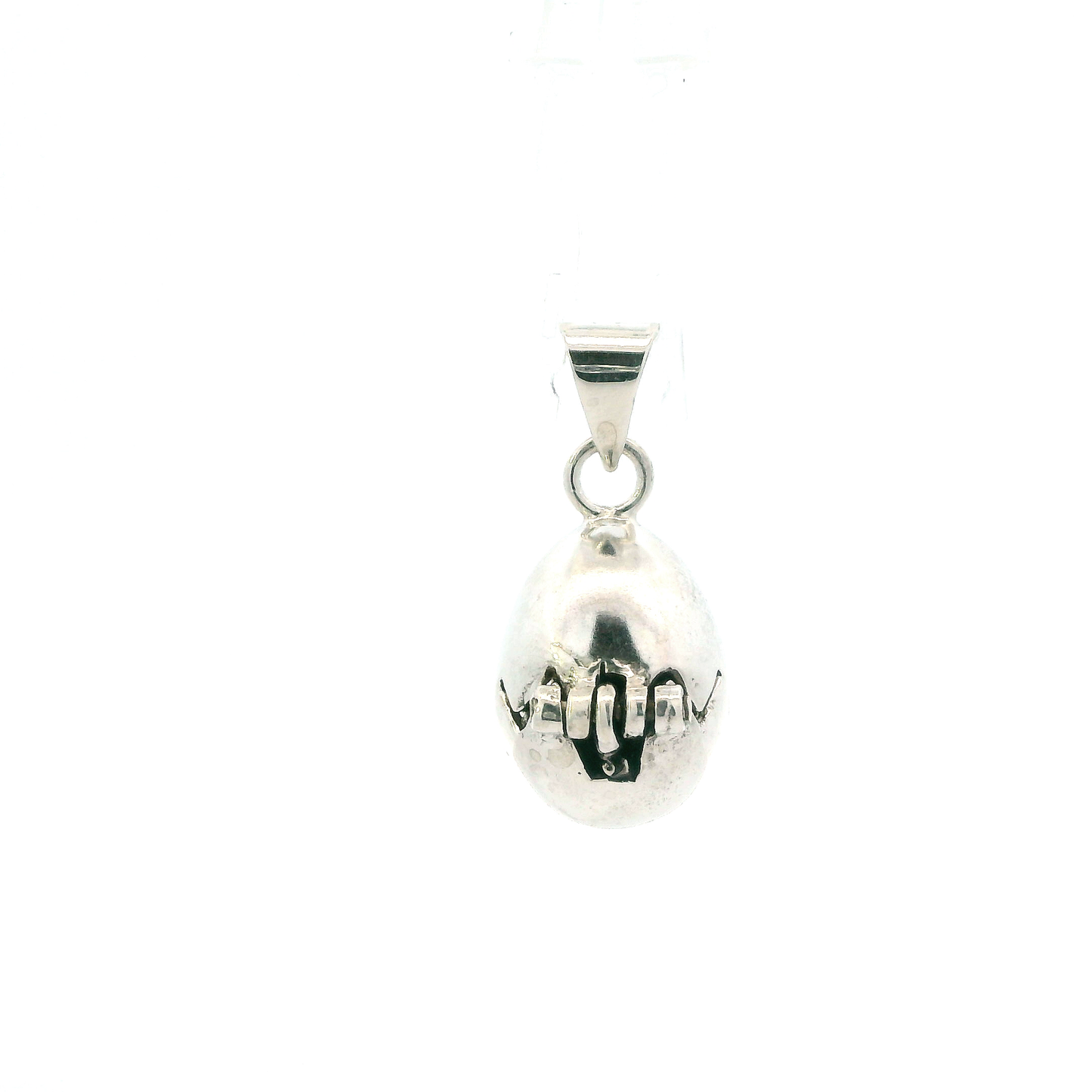 Sterling Silver Hinged Dinosaur Egg With Baby Dino Pendant