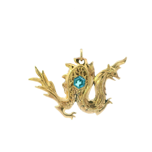 Disney Sterling Silver Gold Tone Raya & The Last Dragon Pendant