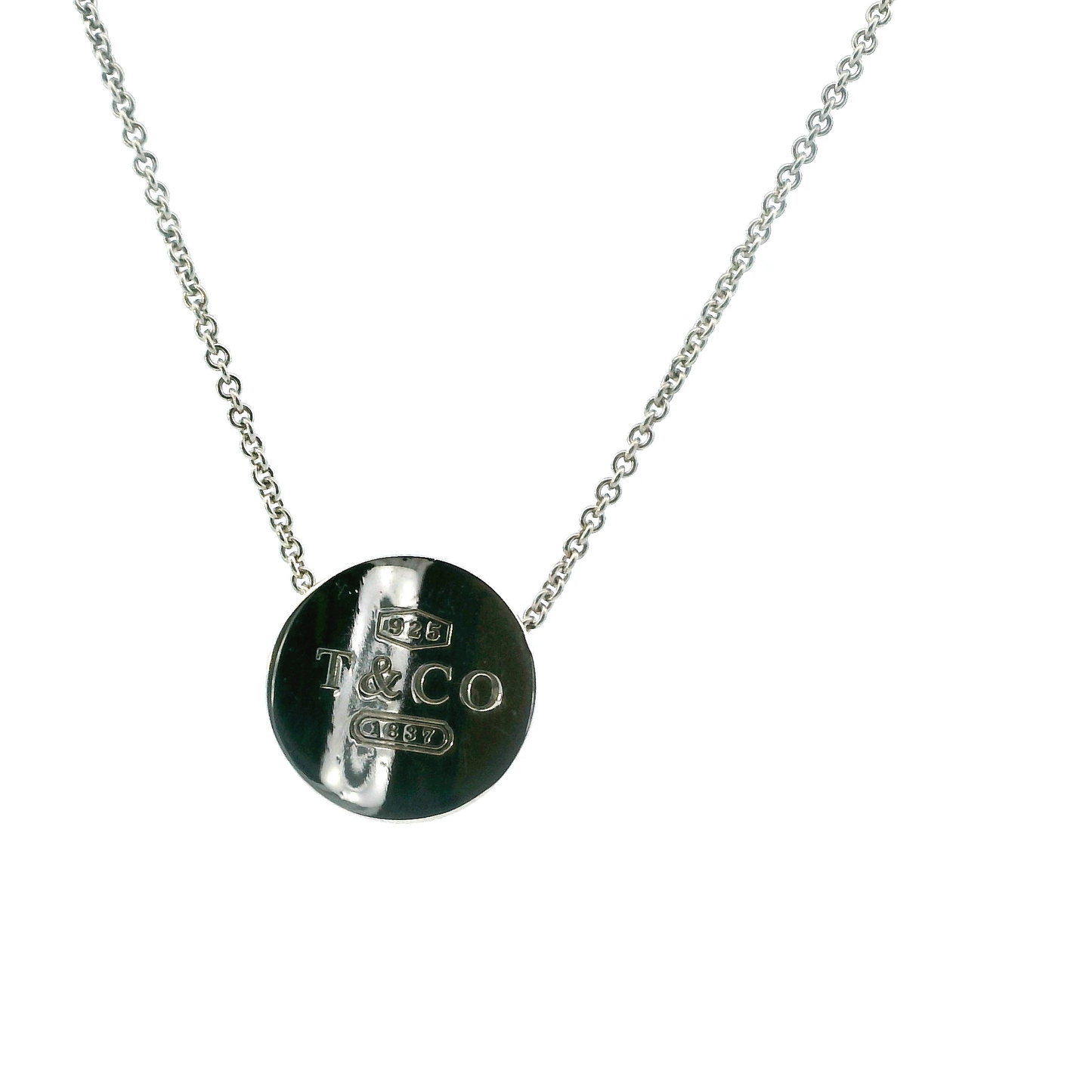 Tiffany & Co. Sterling Silver 1837 Concave Circle Charm Pendant Necklace