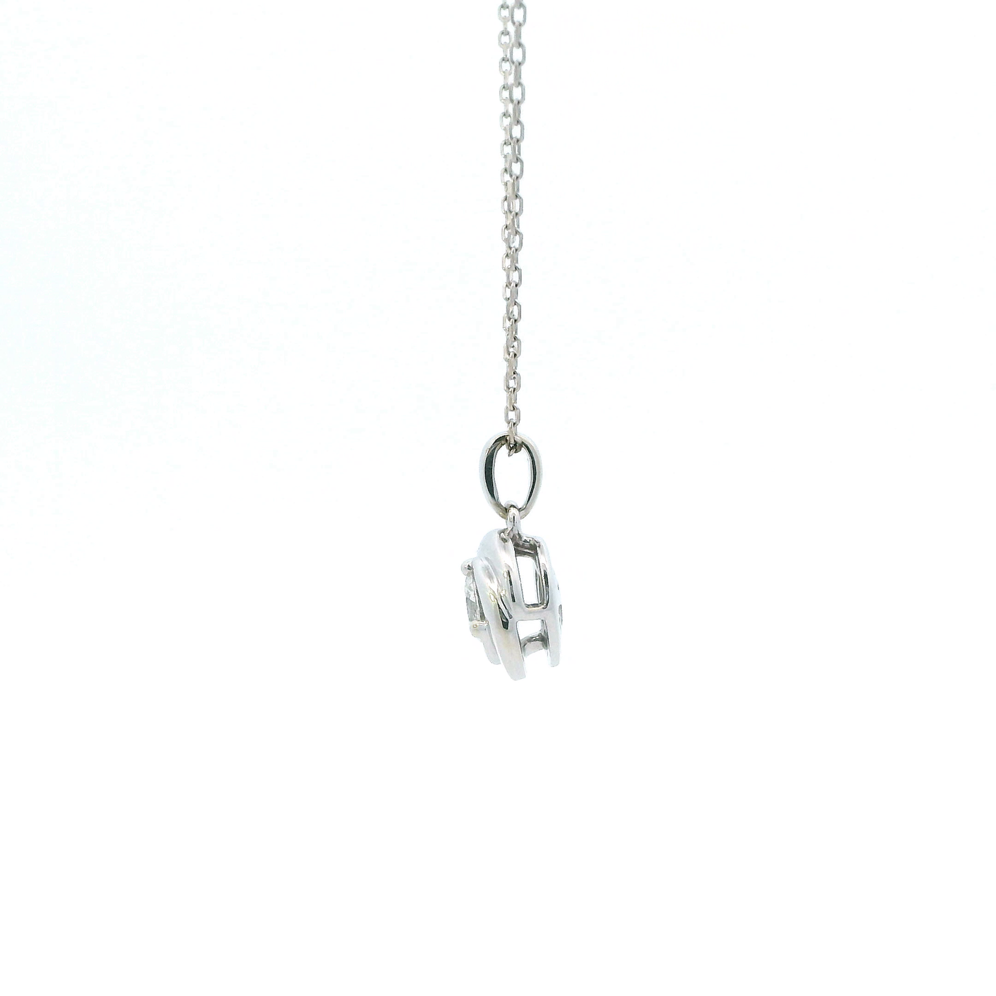 10K White Gold Diamond Circle Pendant & Chain Set - 0.41ct
