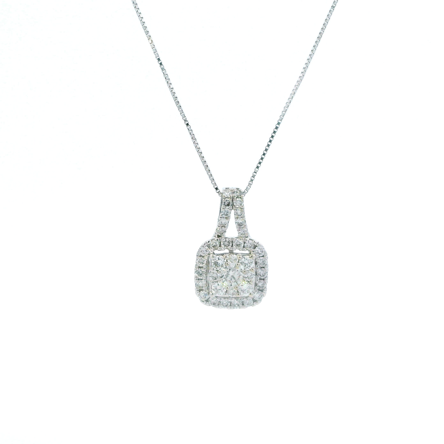 14K White Gold Diamond Pendant & 14-18" Box Chain - 0.51ct