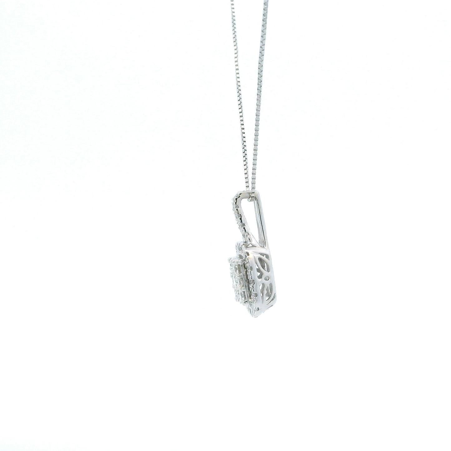 14K White Gold Diamond Pendant & 14-18" Box Chain - 0.51ct
