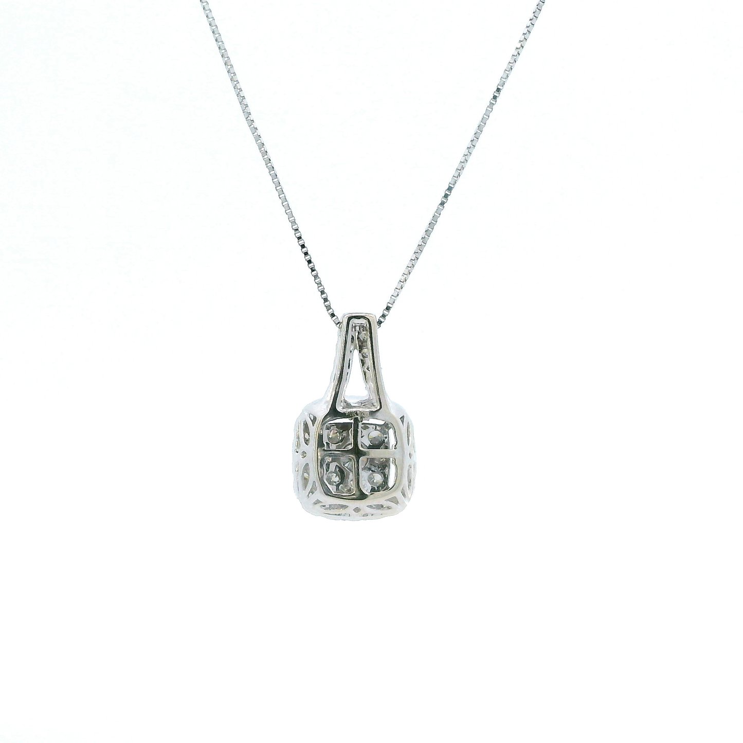14K White Gold Diamond Pendant & 14-18" Box Chain - 0.51ct