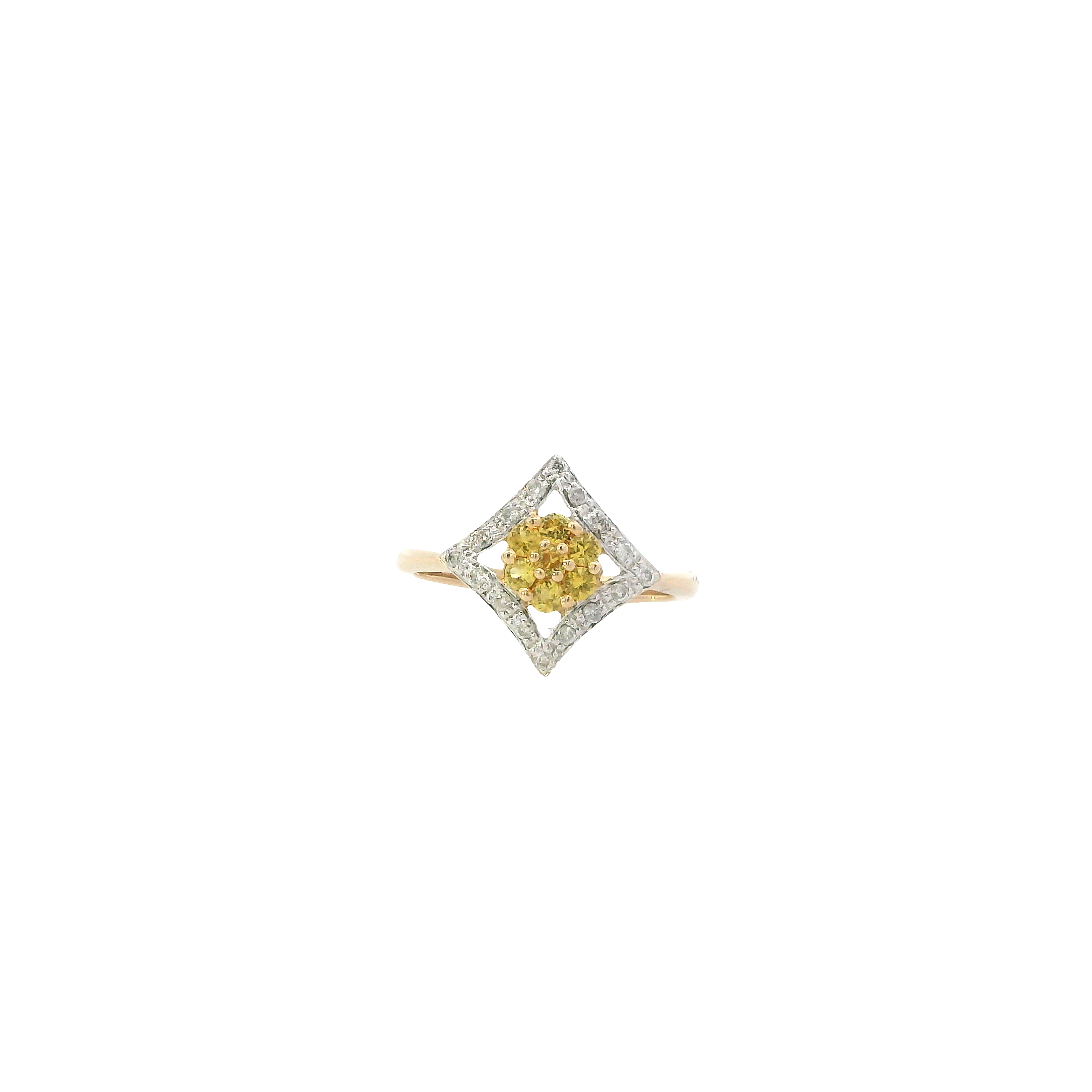 14K Yellow Gold Diamond & Citrine Ring - 0.08ct