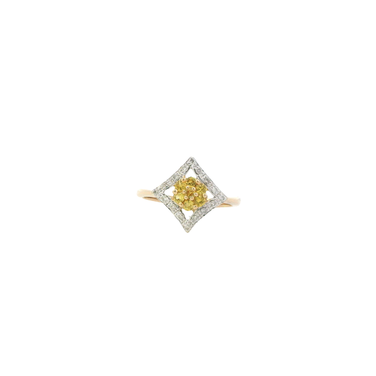 14K Yellow Gold Diamond & Citrine Ring - 0.08ct