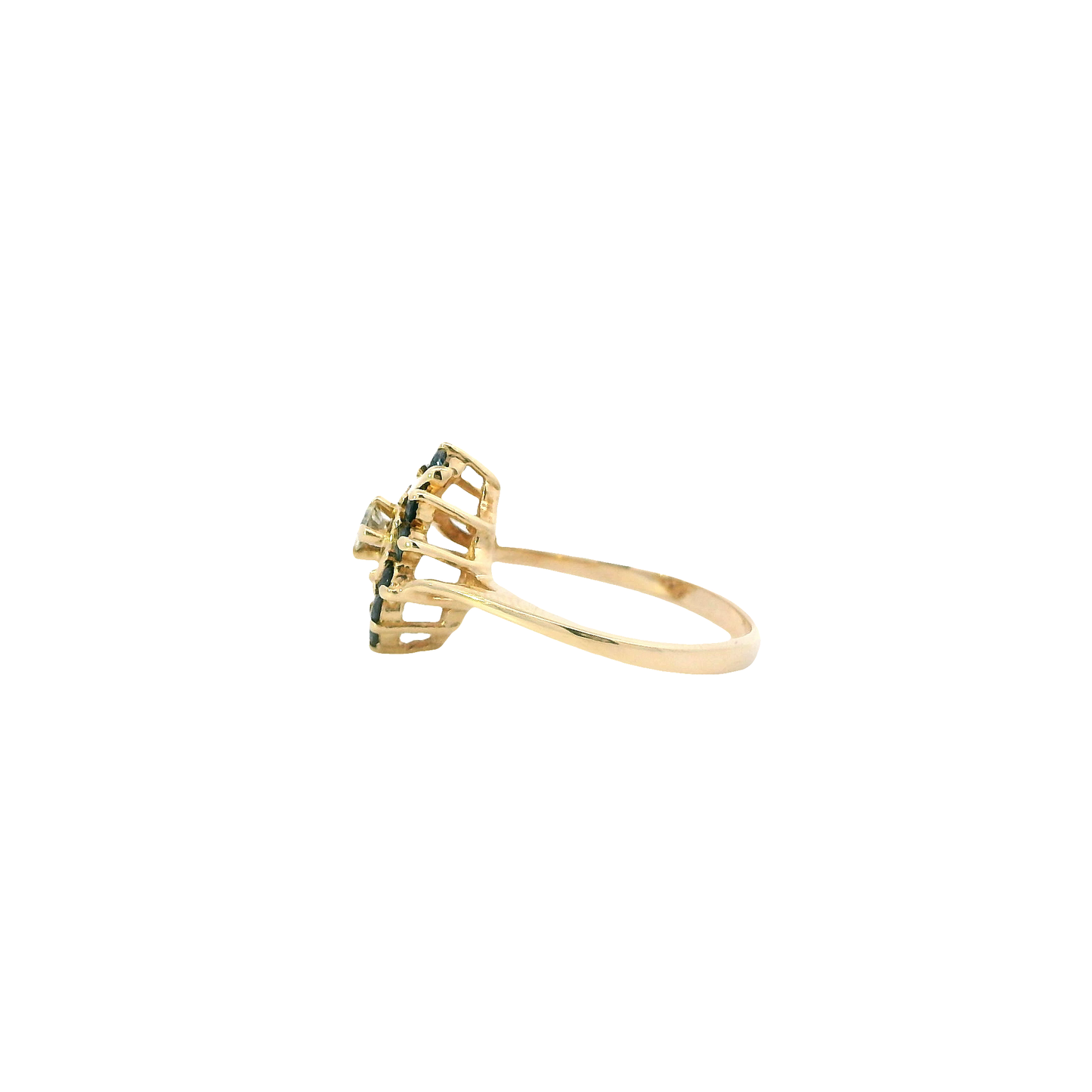 14K Yellow Gold Diamond & Sapphire Ring - 0.14ct