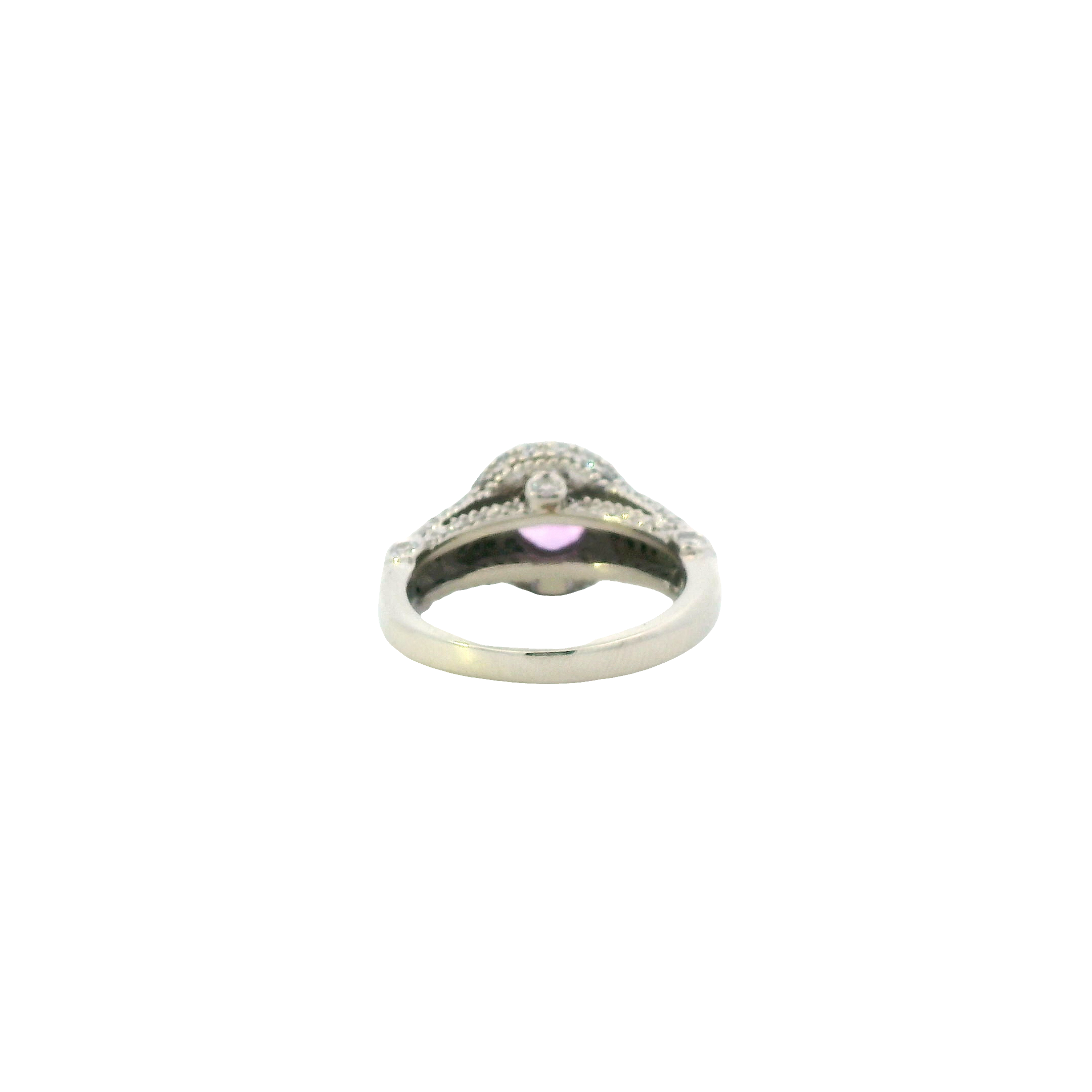 14K White Gold Diamond & Pink Topaz Ring - 0.12ct