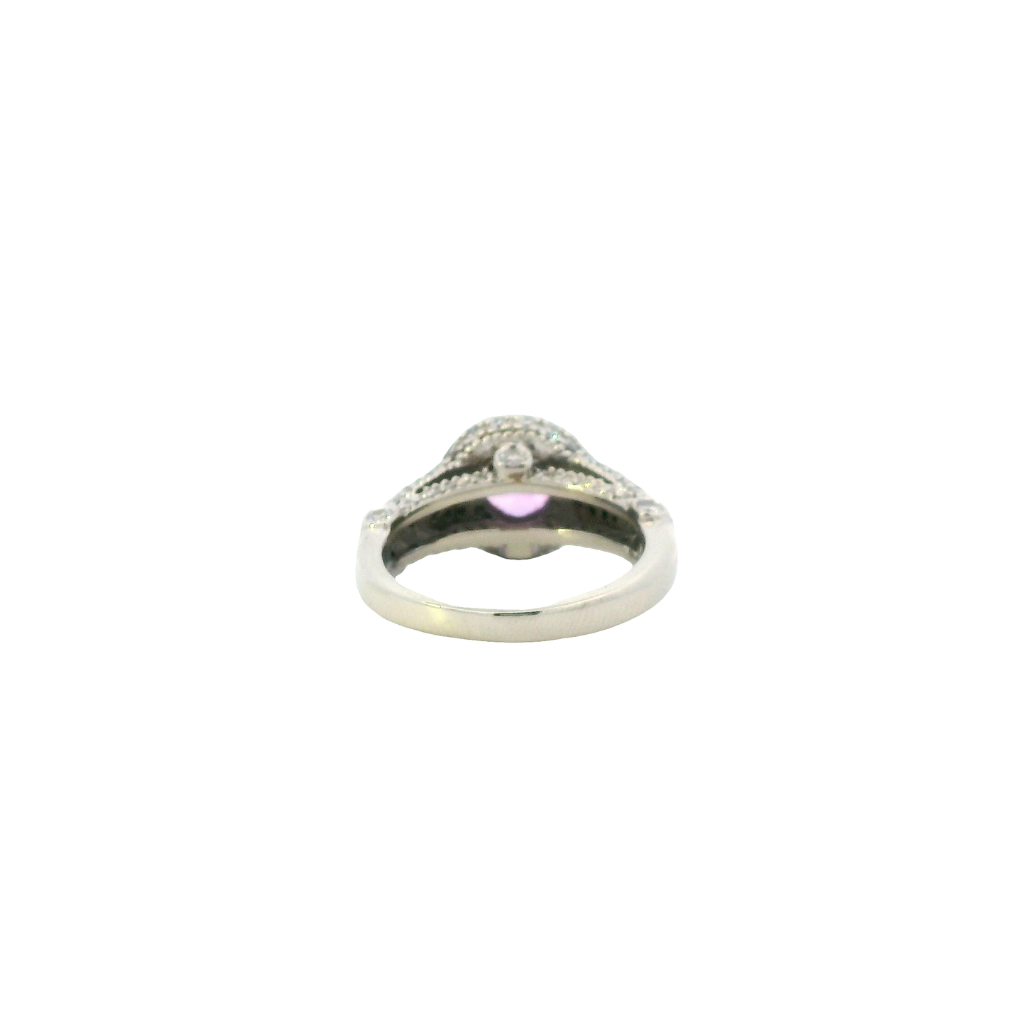 14K White Gold Diamond & Pink Topaz Ring - 0.12ct