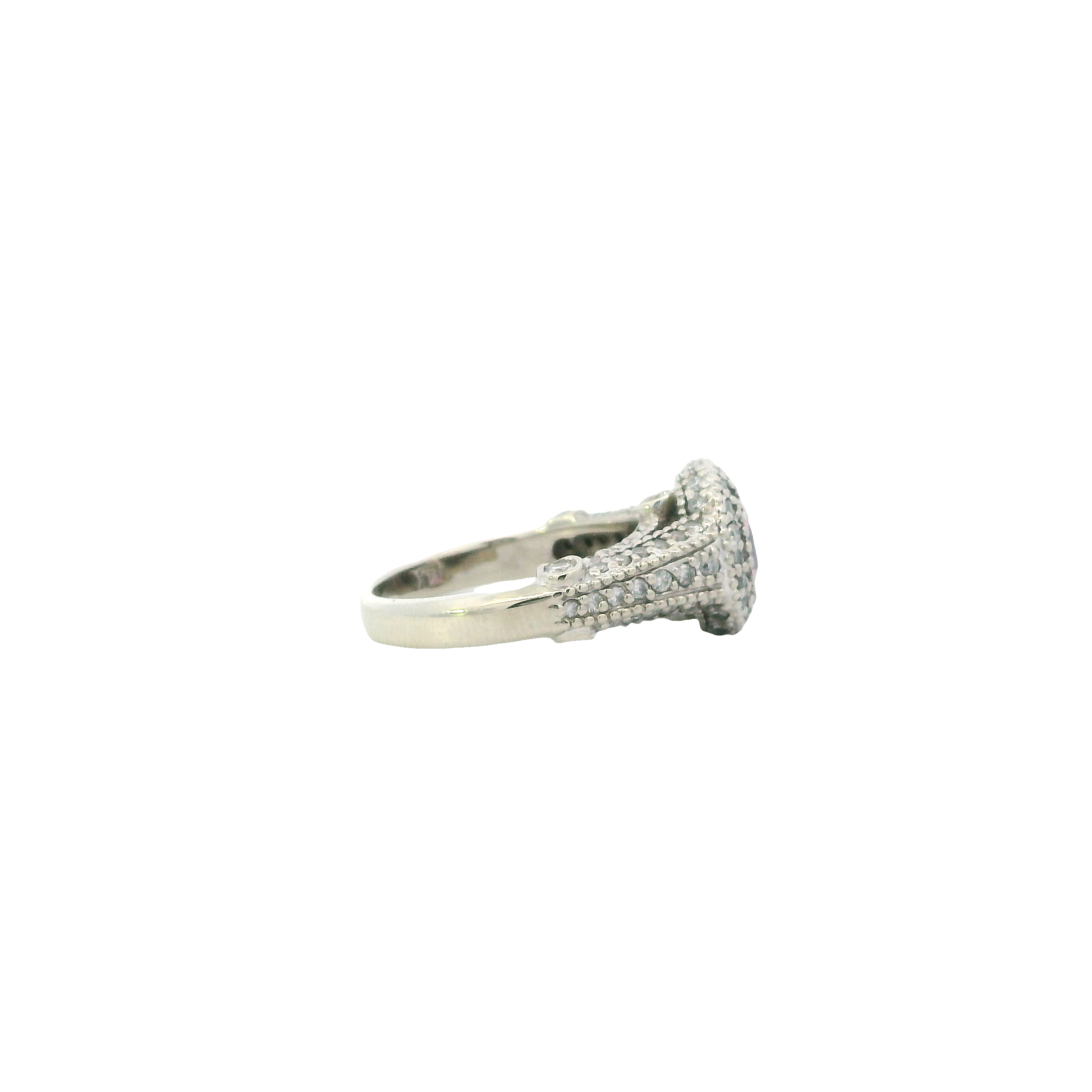 14K White Gold Diamond & Pink Topaz Ring - 0.12ct