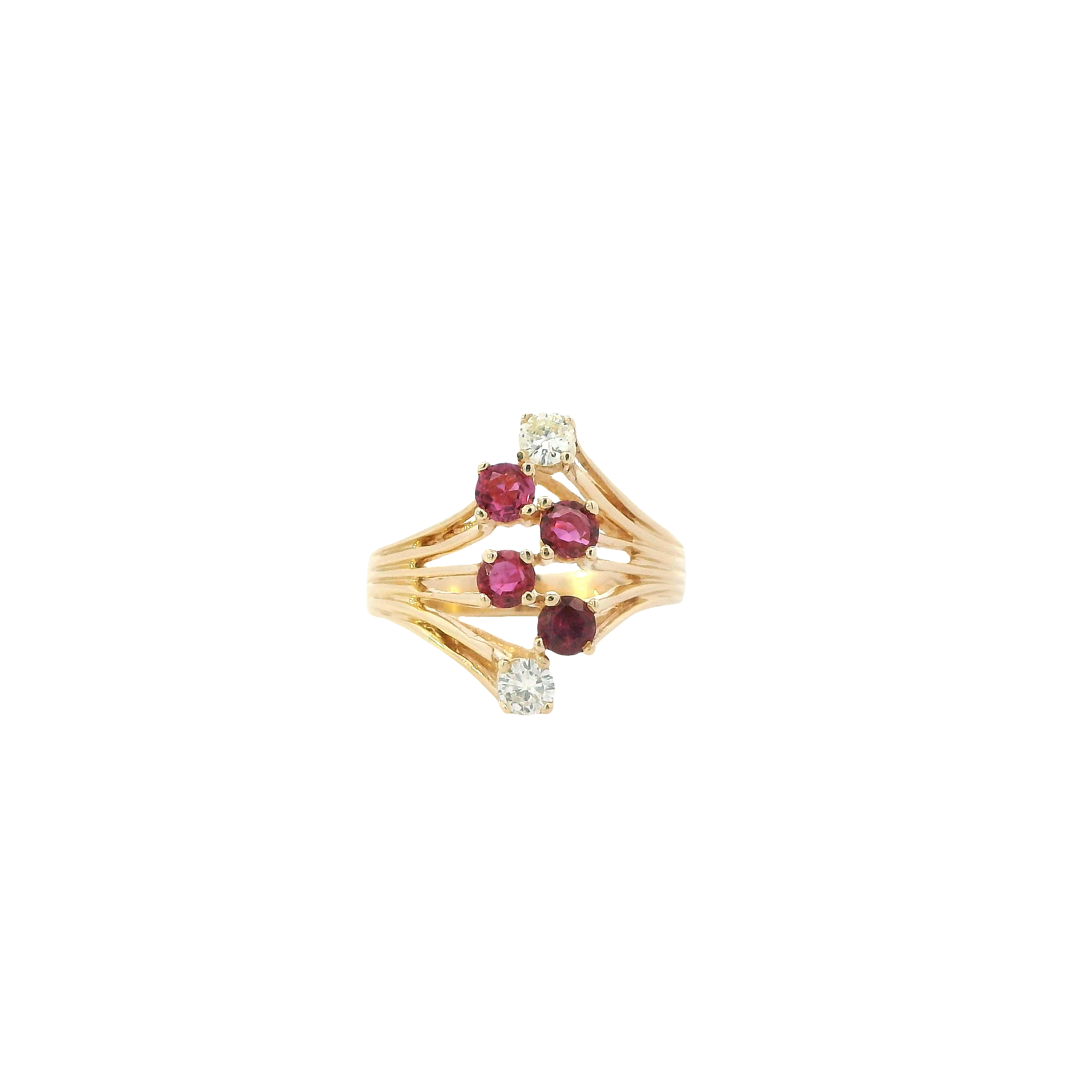 14K Yellow Gold Diamond & Ruby Ring - 0.26ct