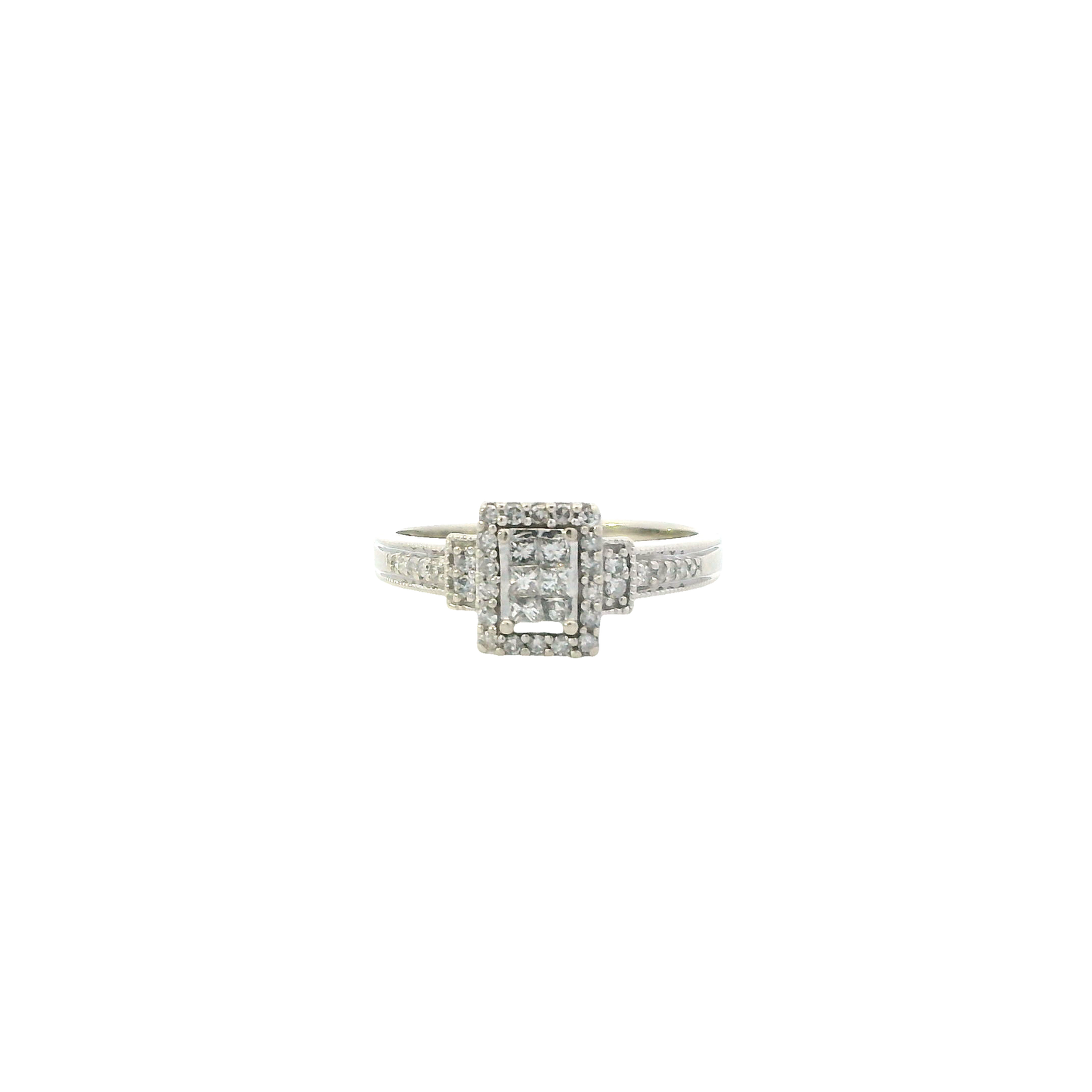 10K White Gold Diamond Ring - 0.14ct