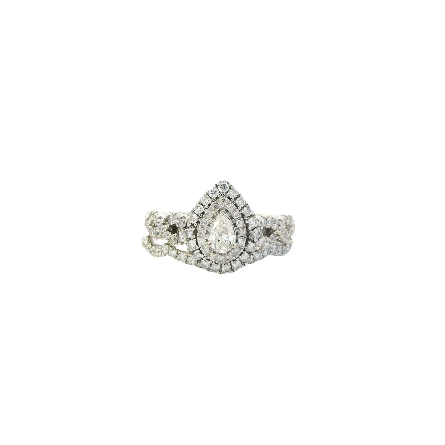 14K White Gold Diamond Engagement & Wedding Ring Set - 0.80ct