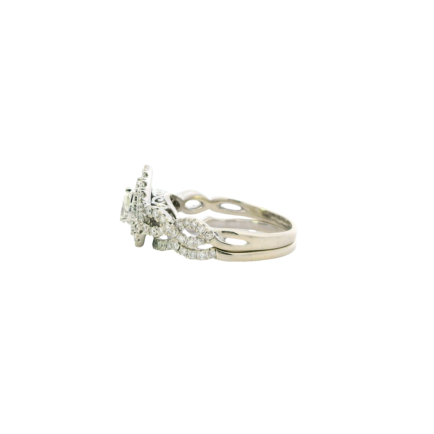 14K White Gold Diamond Engagement & Wedding Ring Set - 0.80ct