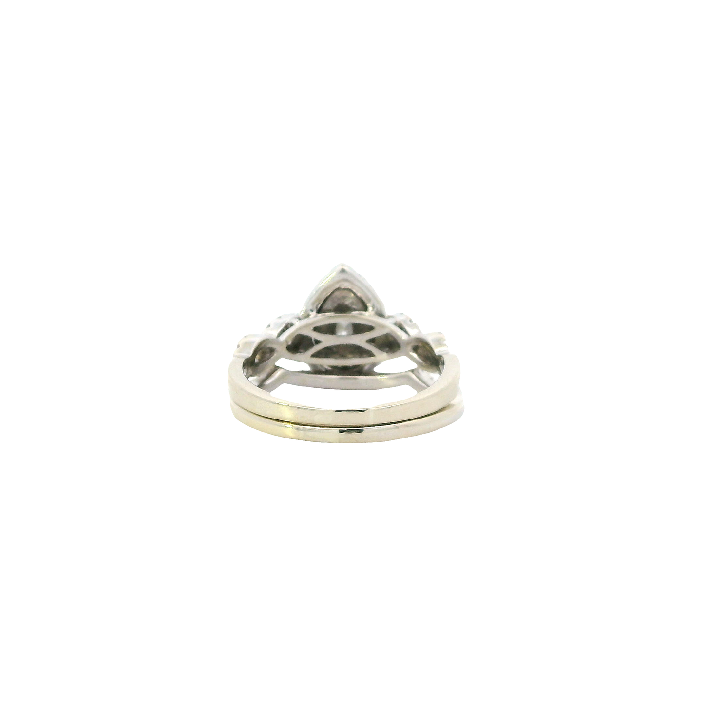 14K White Gold Diamond Engagement & Wedding Ring Set - 0.80ct