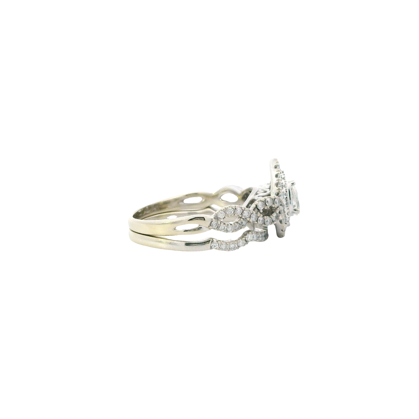 14K White Gold Diamond Engagement & Wedding Ring Set - 0.80ct