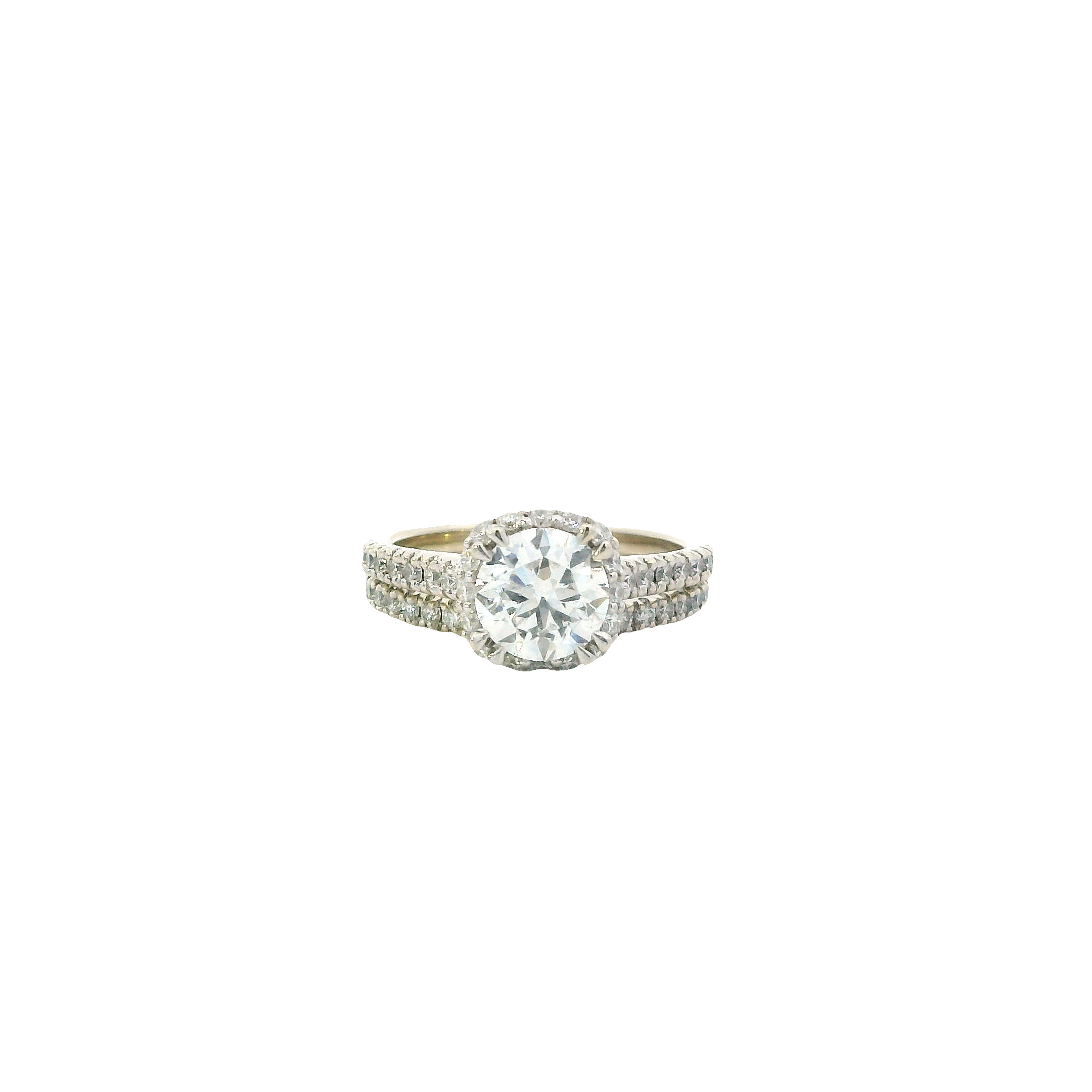14K White Gold Lab Diamond Engagement & Wedding Ring Set - 2.22ct