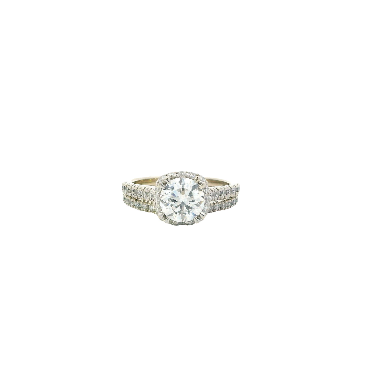 14K White Gold Lab Diamond Engagement & Wedding Ring Set - 2.22ct