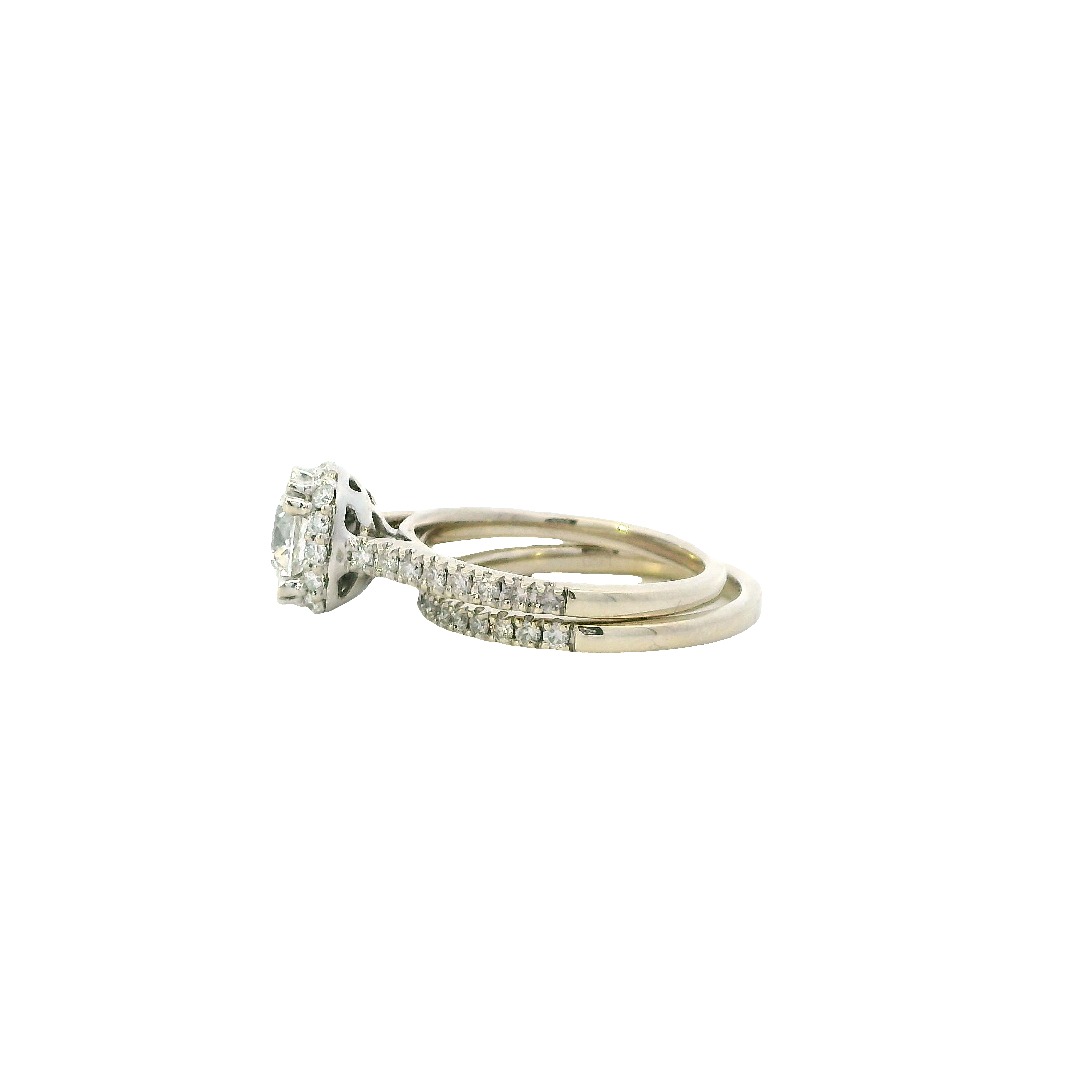 14K White Gold Lab Diamond Engagement & Wedding Ring Set - 2.22ct