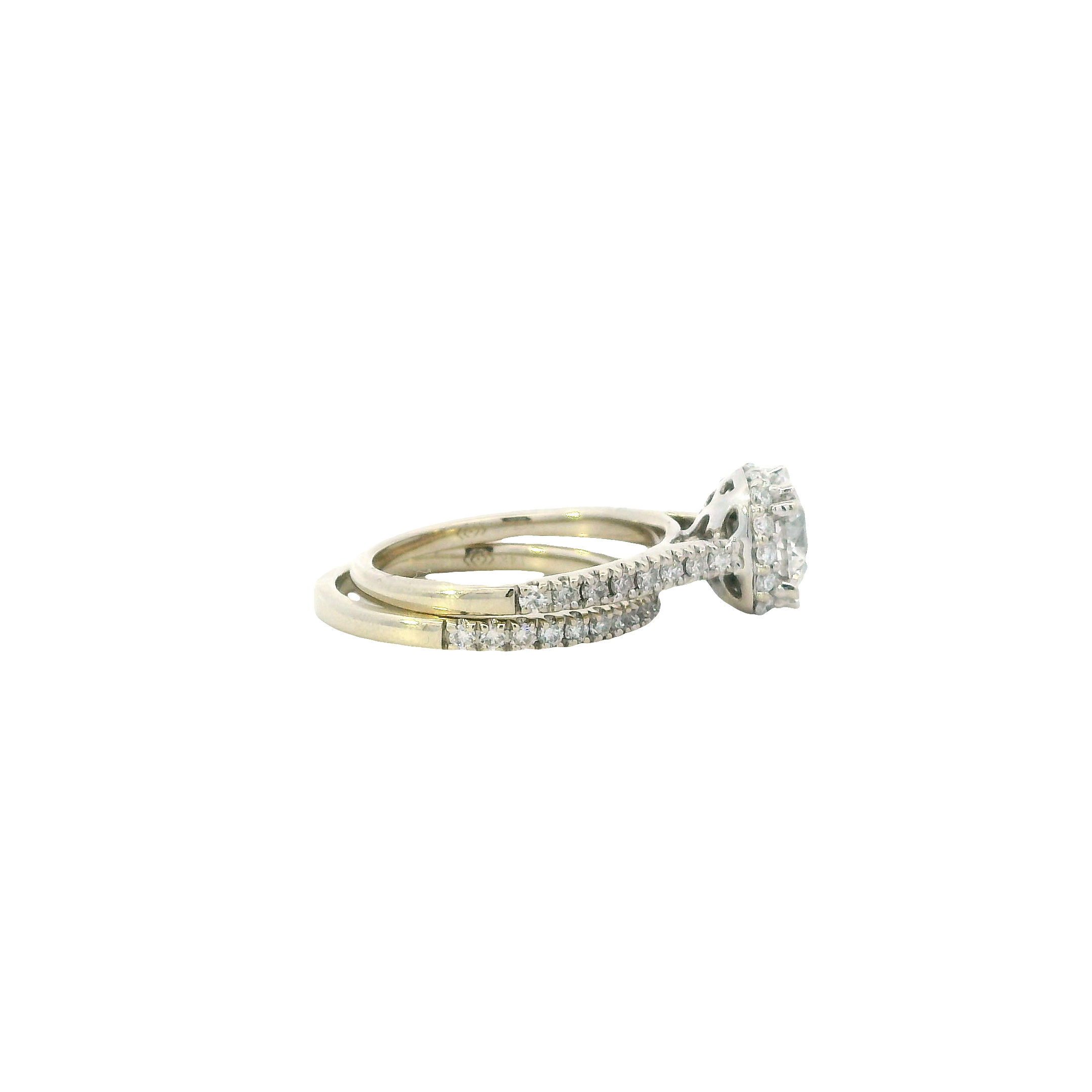 14K White Gold Lab Diamond Engagement & Wedding Ring Set - 2.22ct