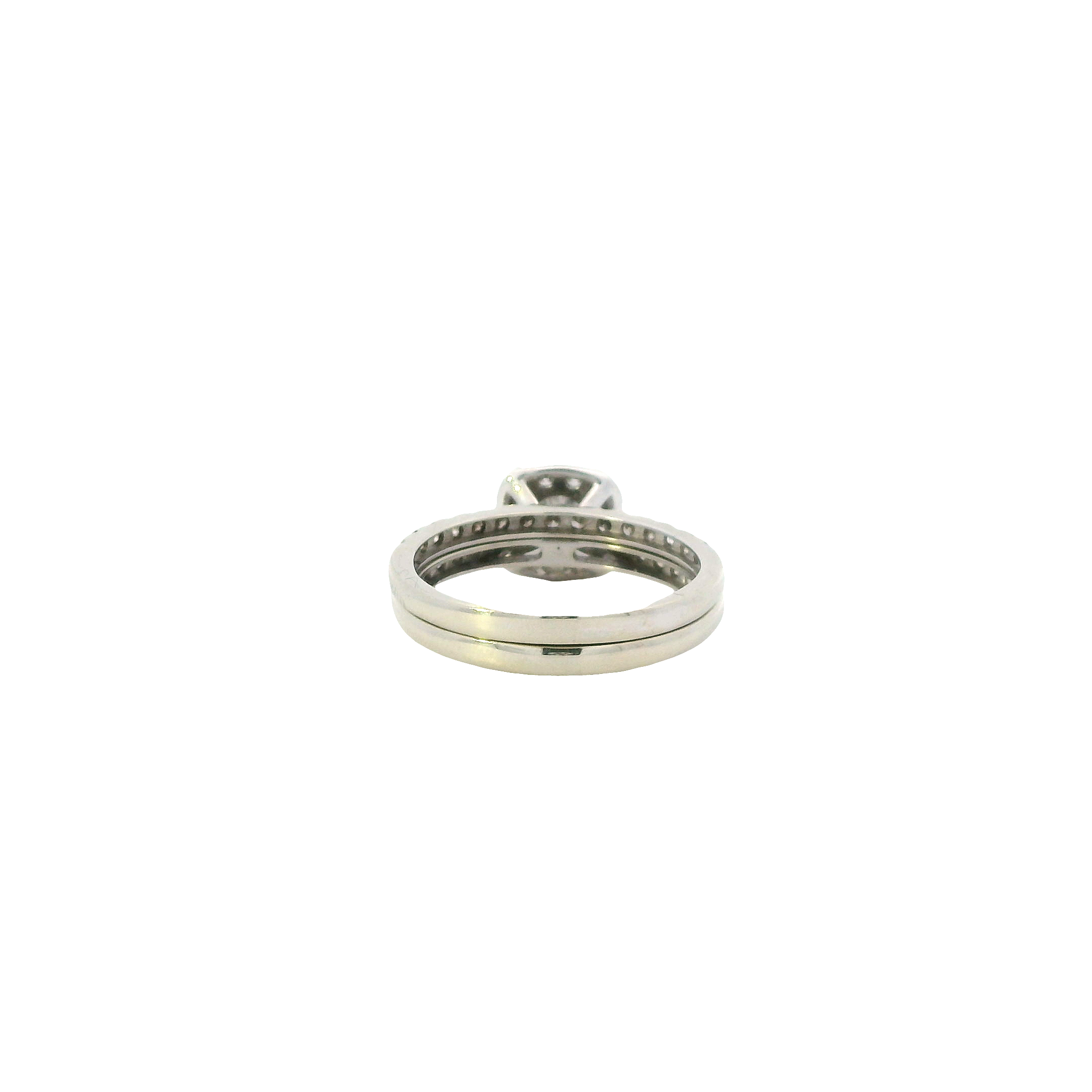 10K White Gold Diamond Engagement & Wedding Ring Set - 0.74ct