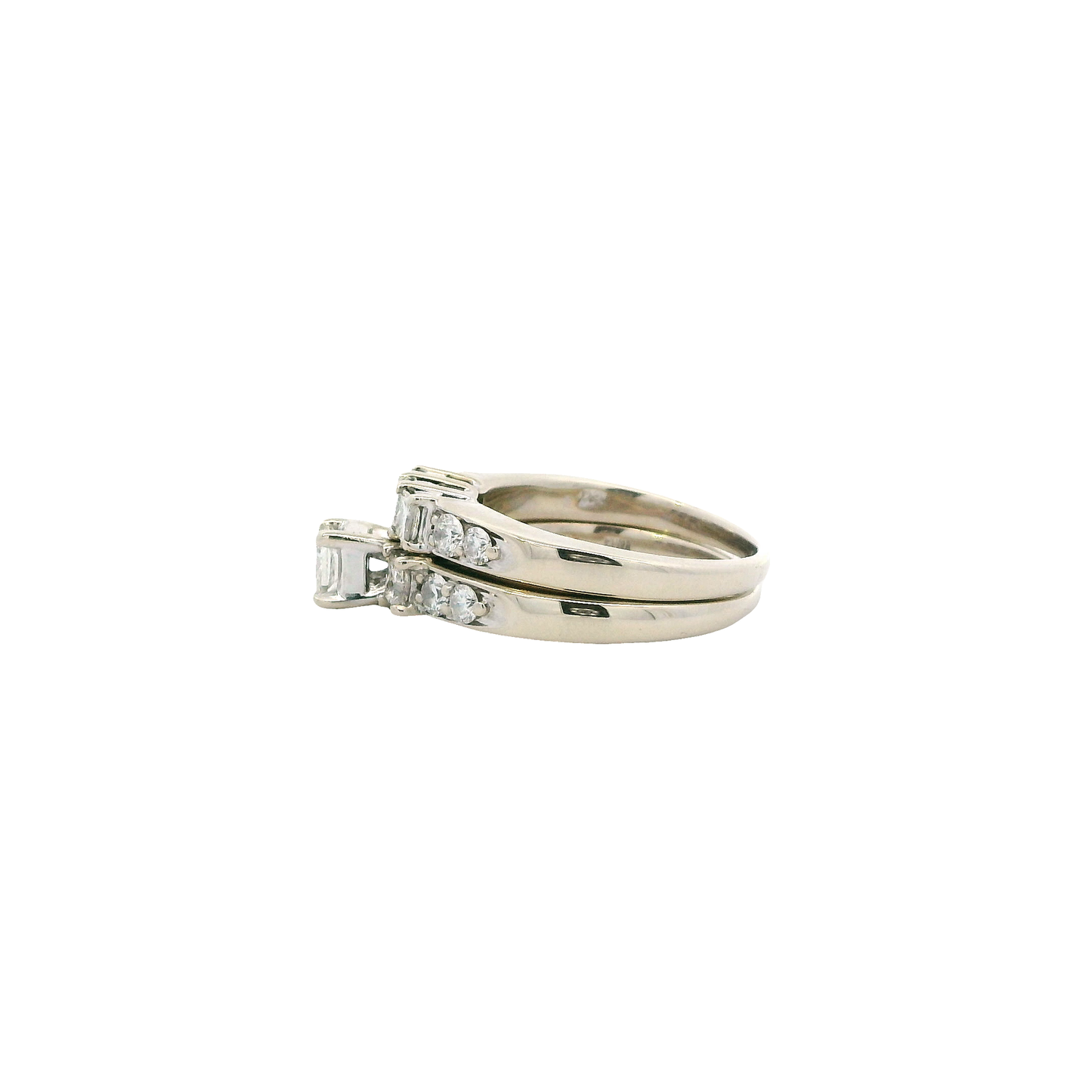 14K White Gold Diamond Engagement & Wedding Ring Set - 1.35ct