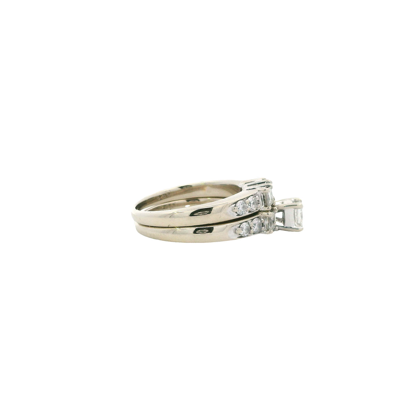 14K White Gold Diamond Engagement & Wedding Ring Set - 1.35ct