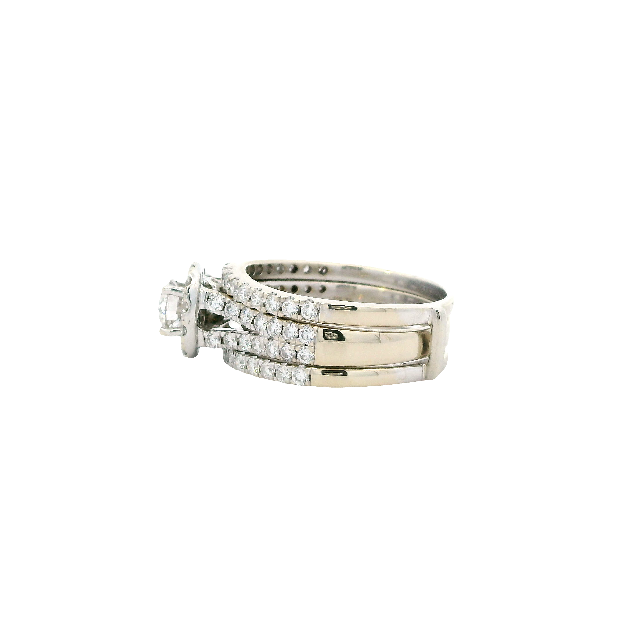 14K White Gold Lab Diamond Engagement & Wedding Ring Set - 2.08ct