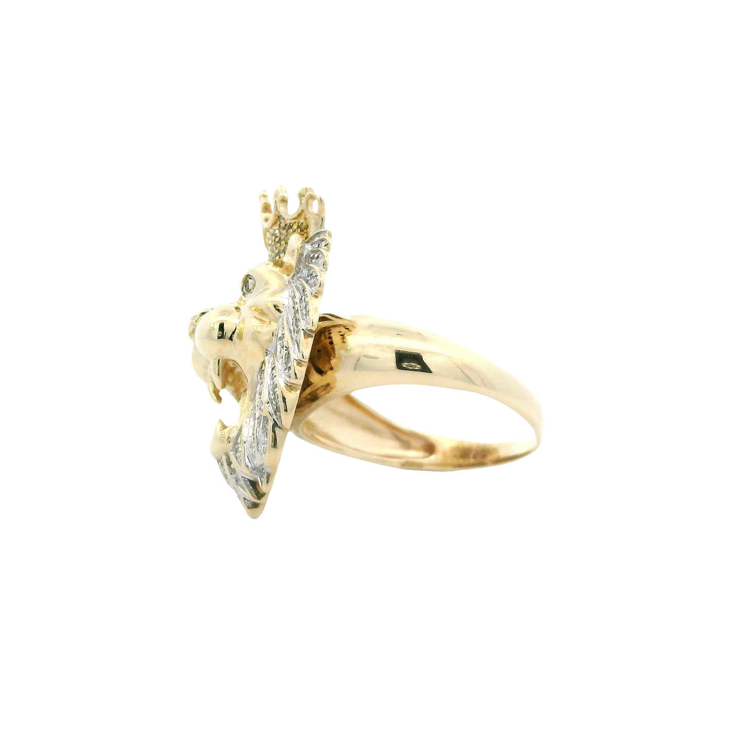 10K Yellow Gold Diamond Lion Ring - 0.26ct