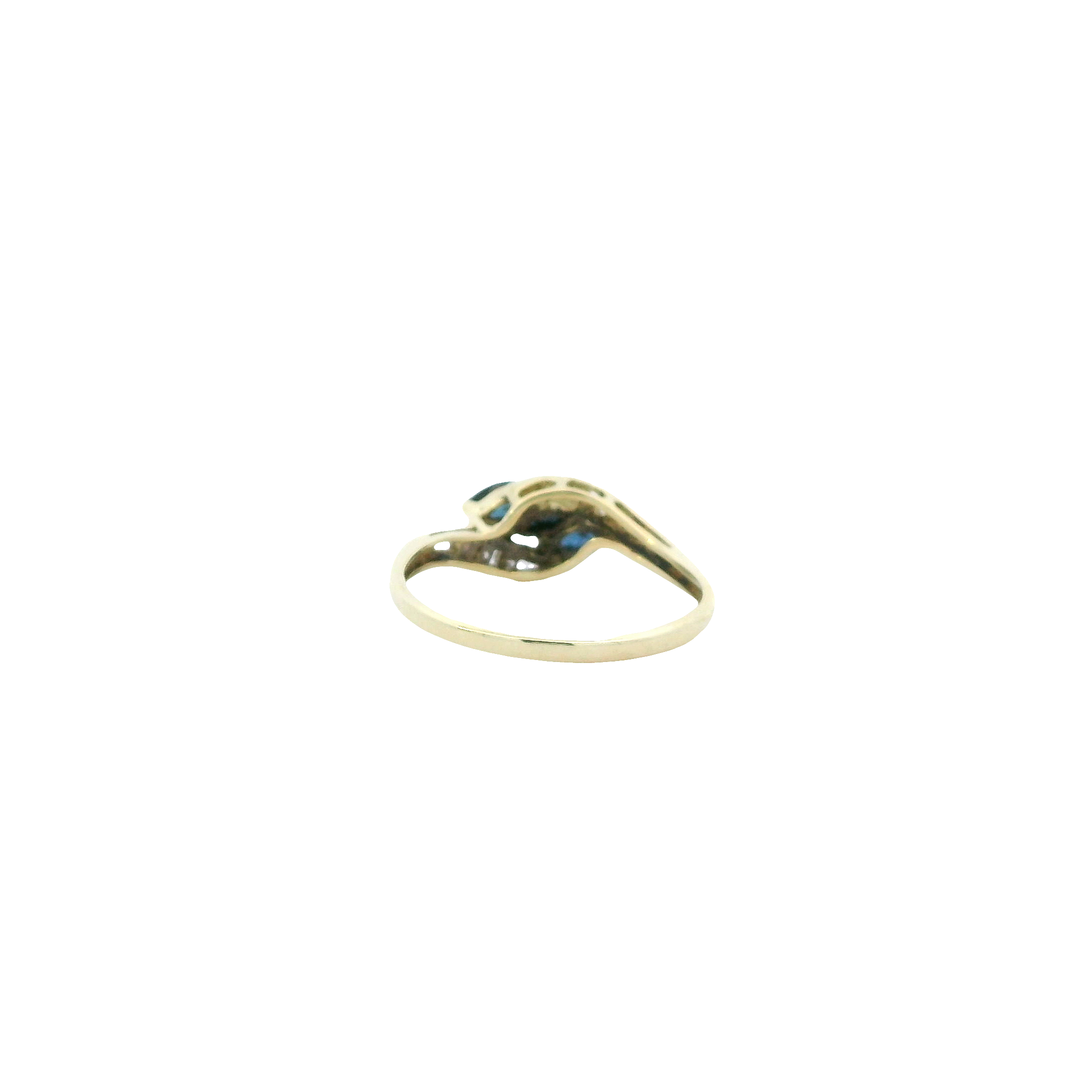 14K Yellow Gold Sapphire & Diamond Ring - 0.09ct