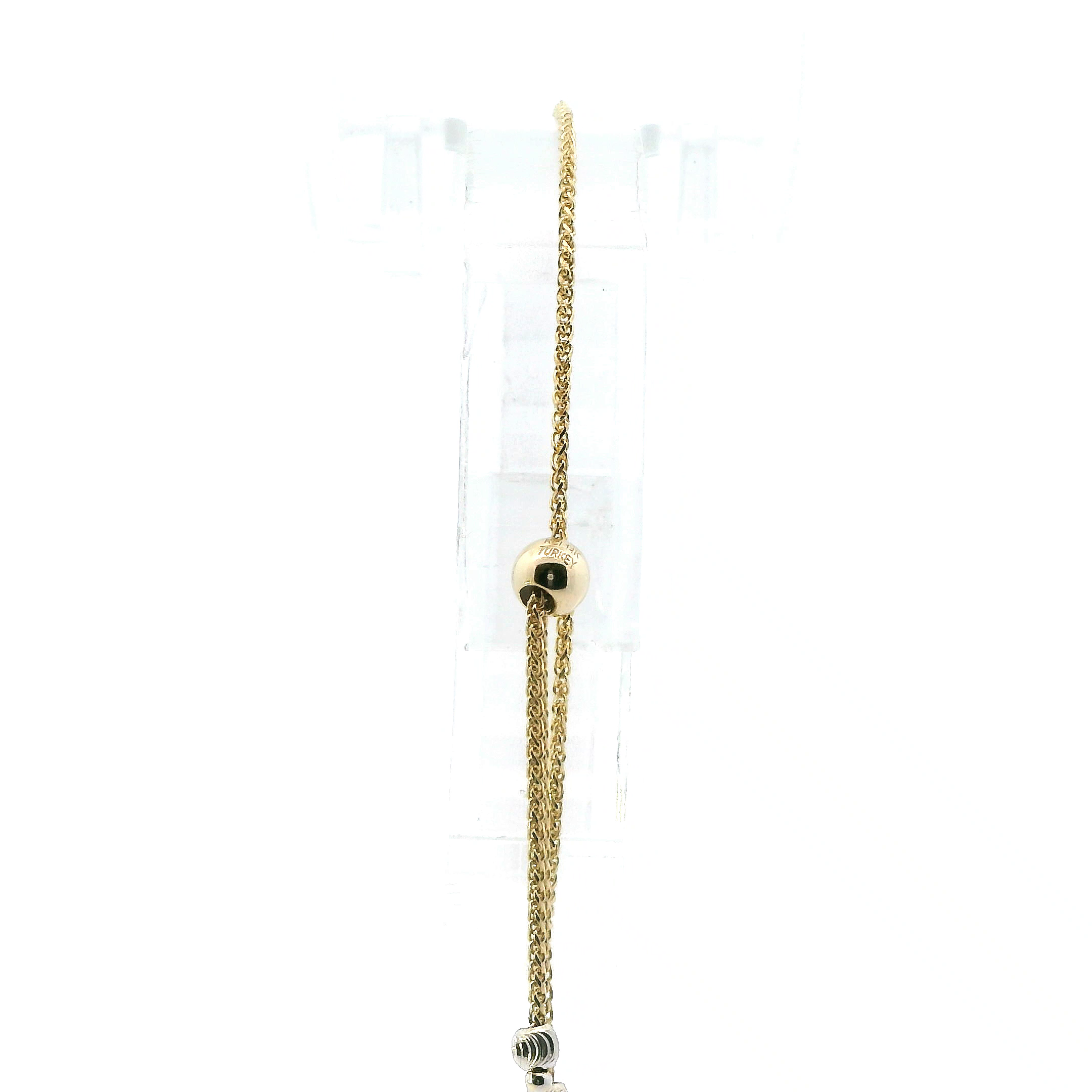 14K Tri Color Gold Beaded Wheat Bracelet