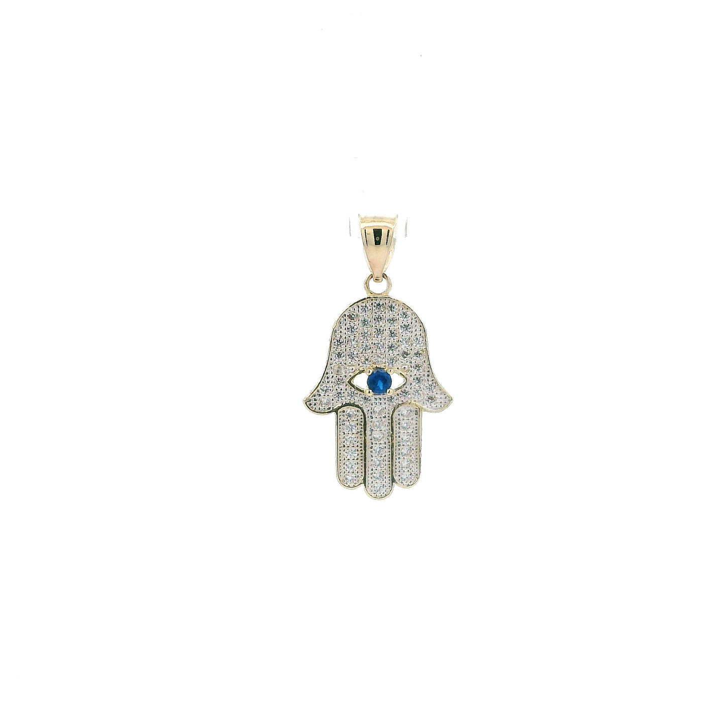 14K Yellow Gold Blue Iolite & Hamsa Hand Pendant