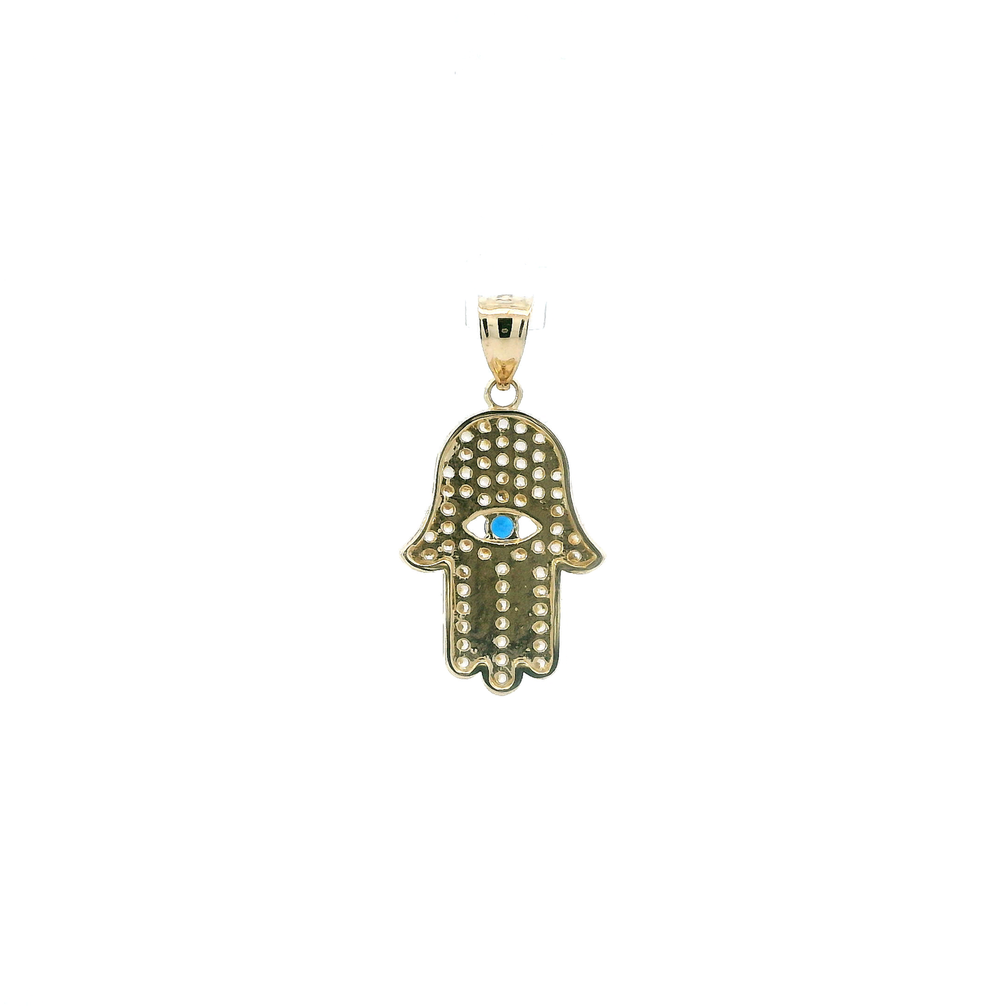 14K Yellow Gold Blue Iolite & Hamsa Hand Pendant