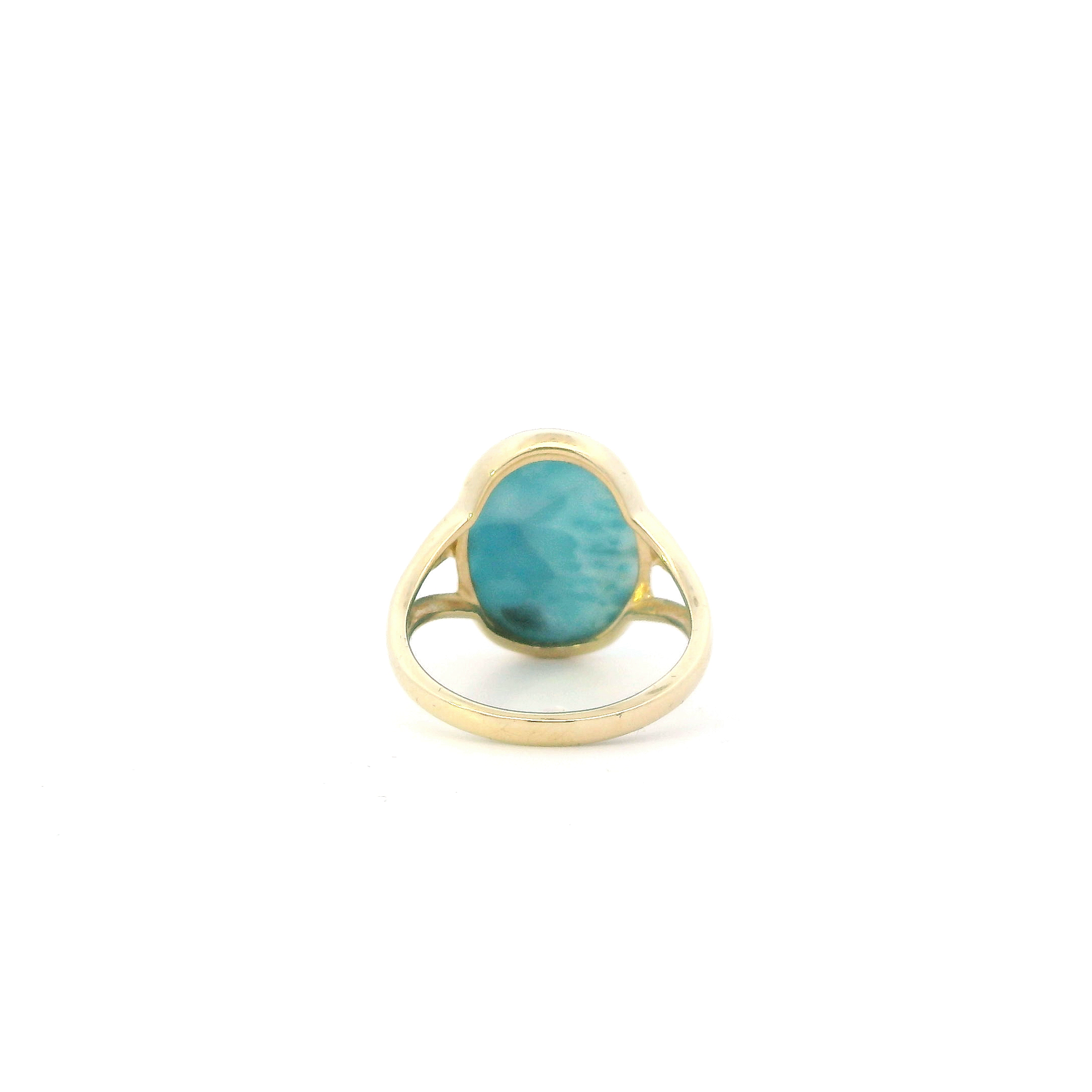 10K Yellow Gold Oval Larimar Womens Ring